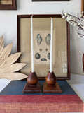 Vintage Wood Taper Candle Holders, Set of Two