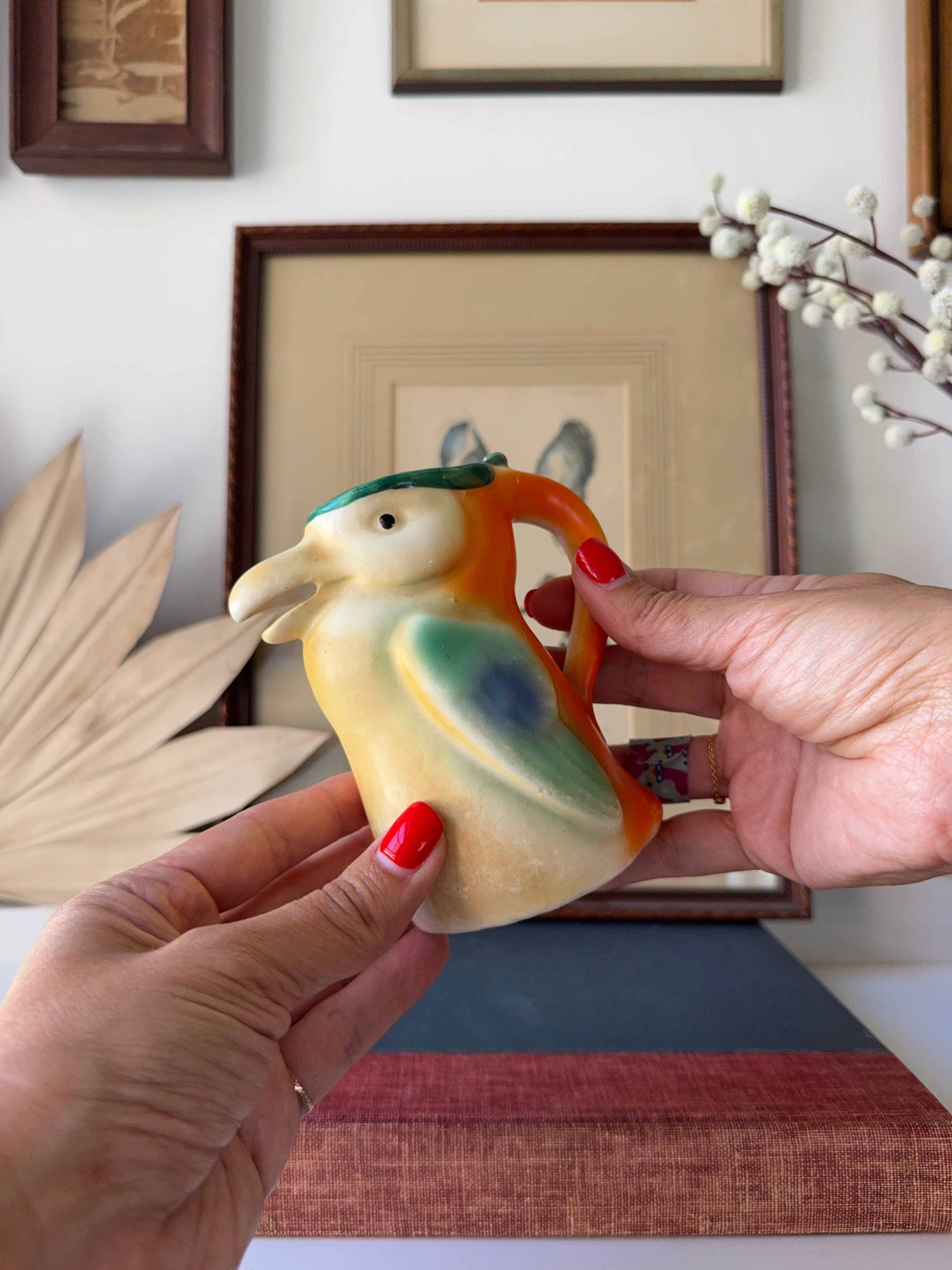 Vintage Art Deco Czechoslovakian Porcelain Toucan Creamer
