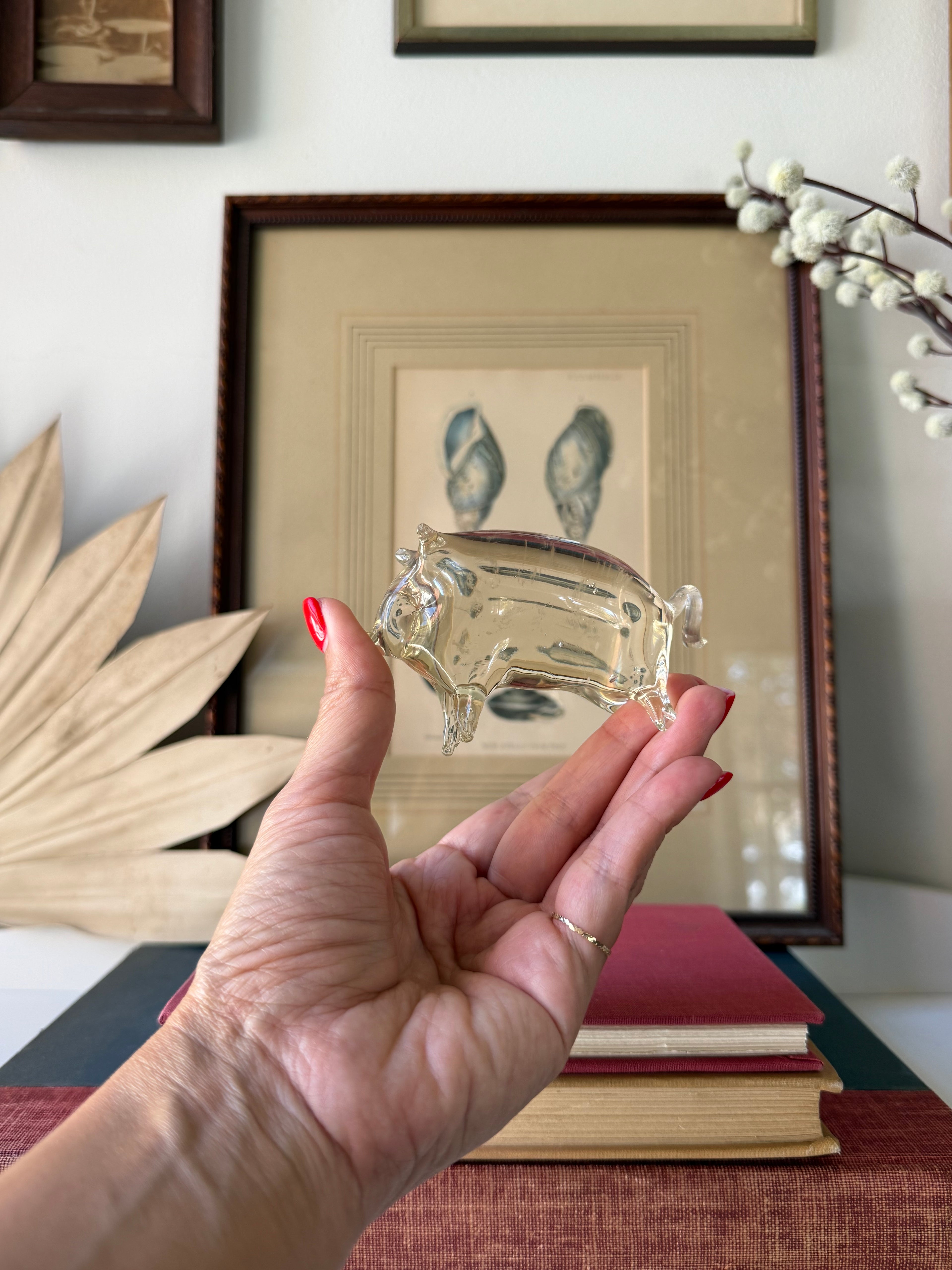 Vintage Handblown Glass Pig Figurine