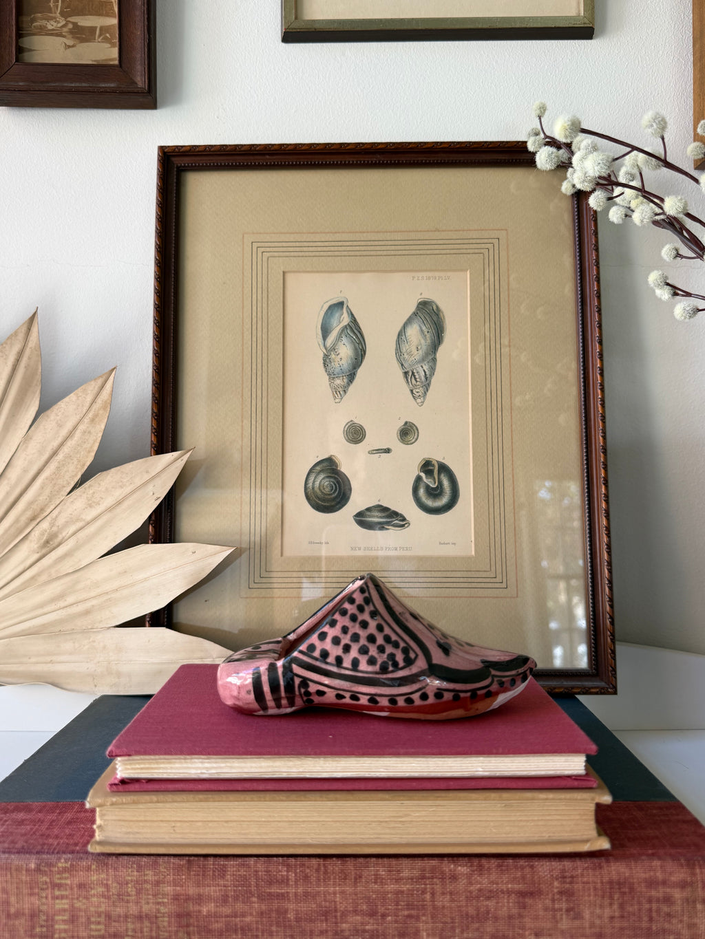 Vintage Moroccan Hand-Painted Ceramic Slipper Wall Pocket