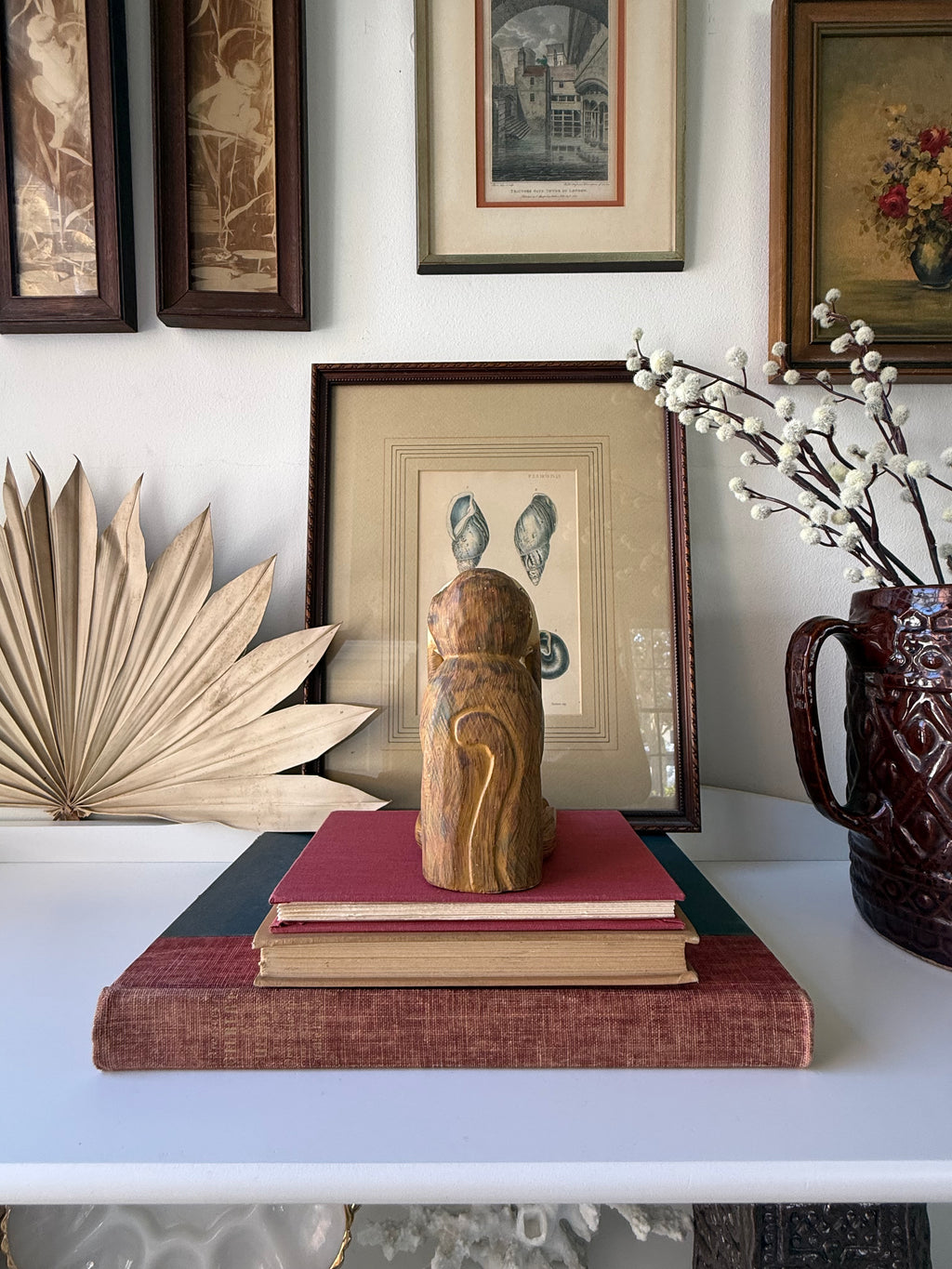 Vintage Hand-Painted Wood Monkey Shelf Sitter