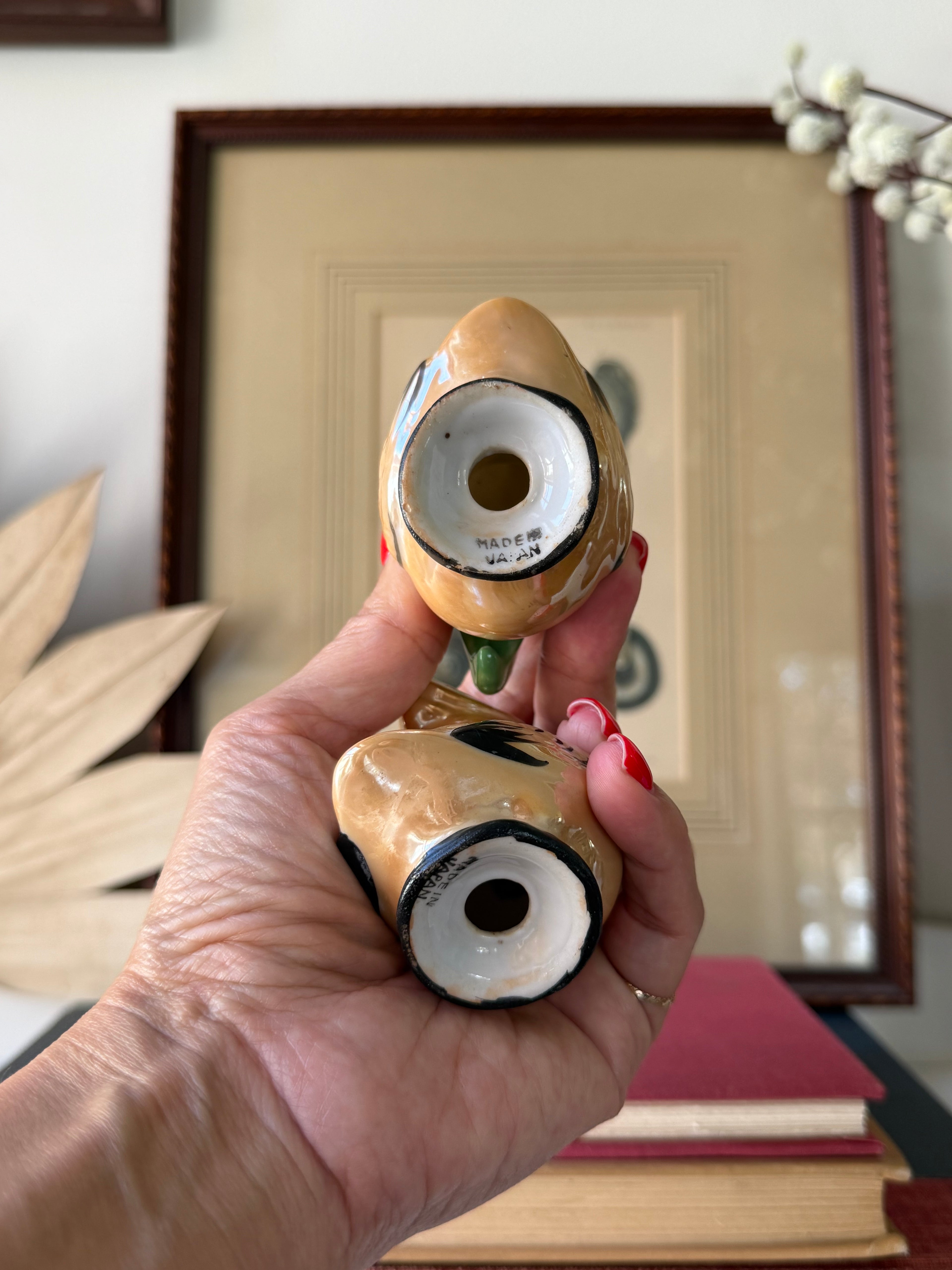 Vintage Made in Japan Lusterware Cockatoo Salt & Pepper Shakers