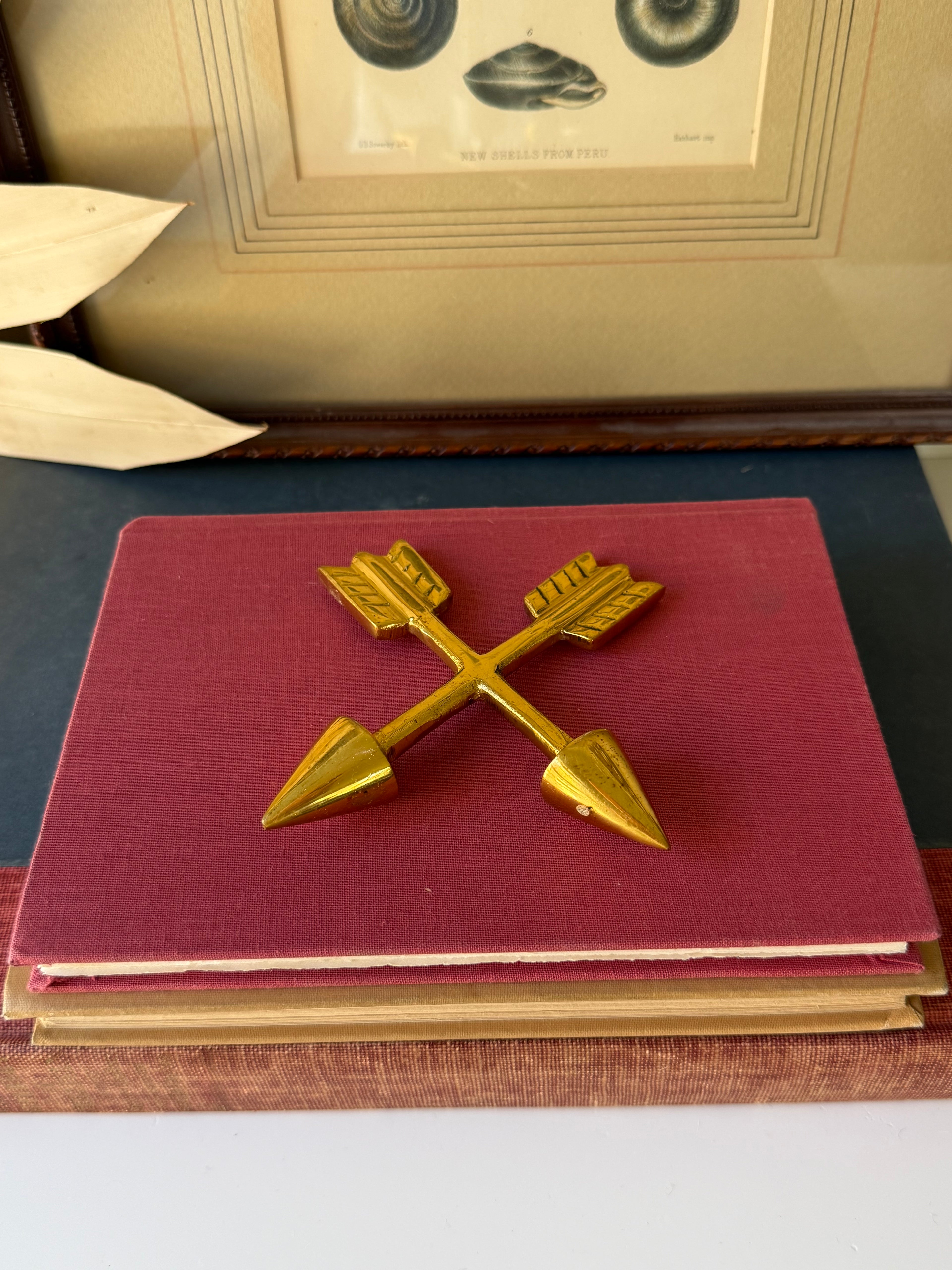 Vintage Brass Crossed Arrows Paperweight