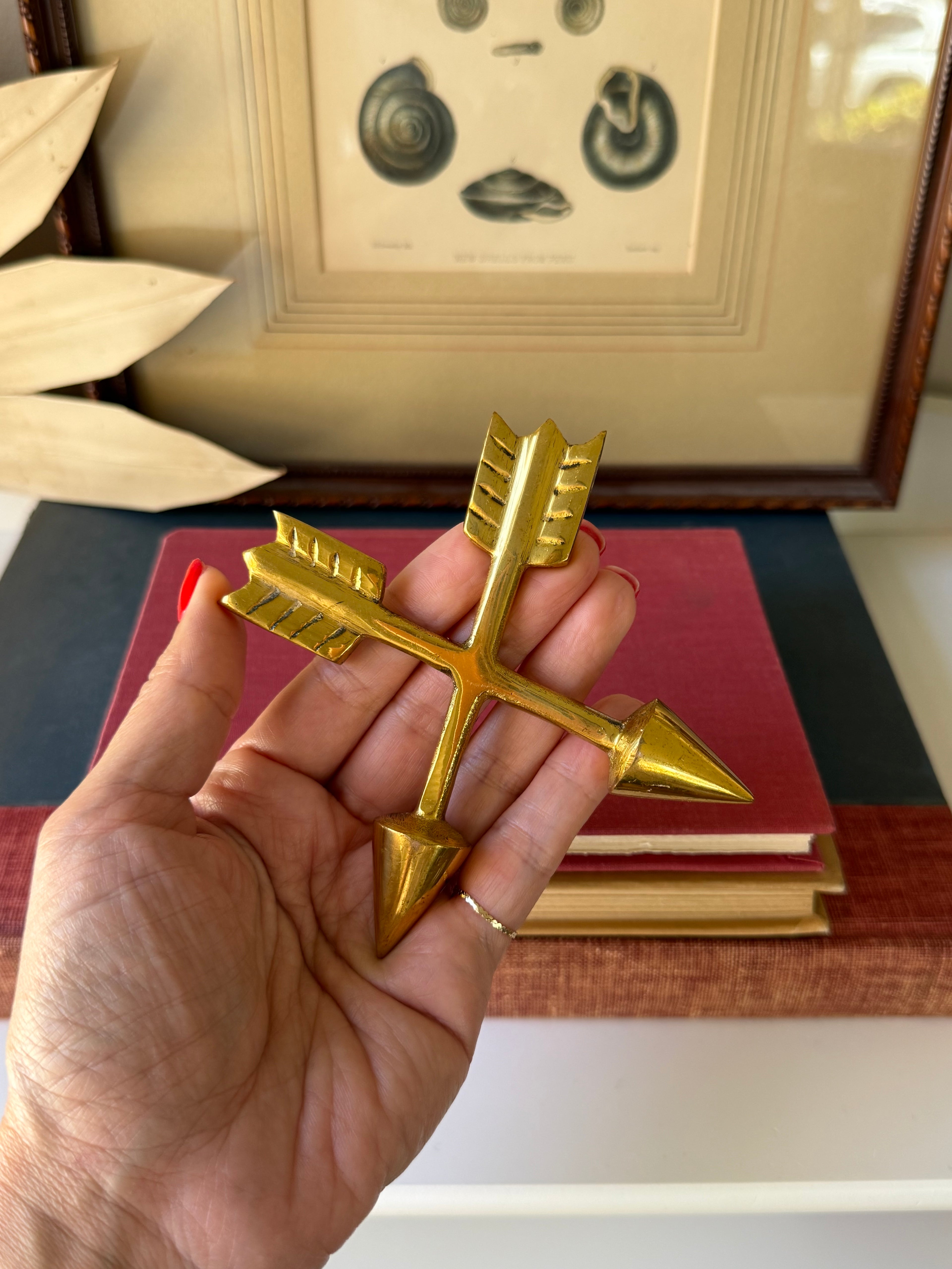 Vintage Brass Crossed Arrows Paperweight
