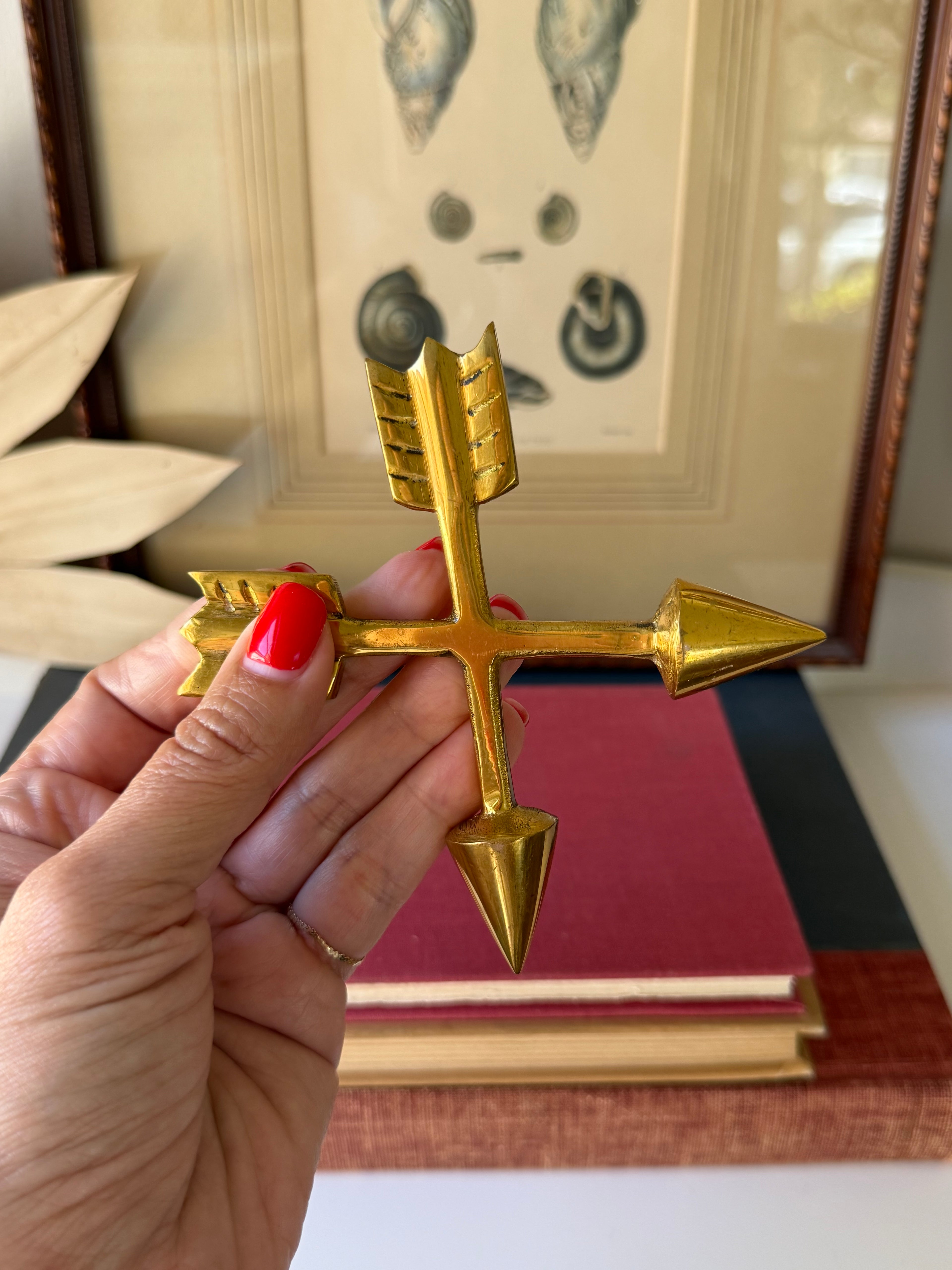 Vintage Brass Crossed Arrows Paperweight