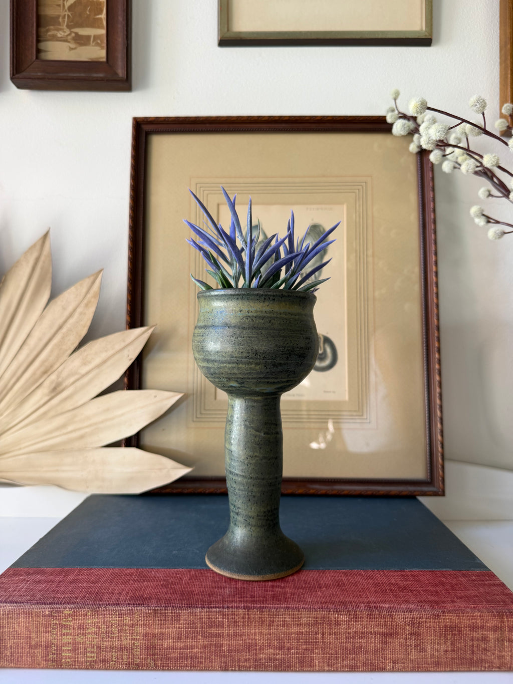 Vintage Signed Studio Pottery Pedestal Vase