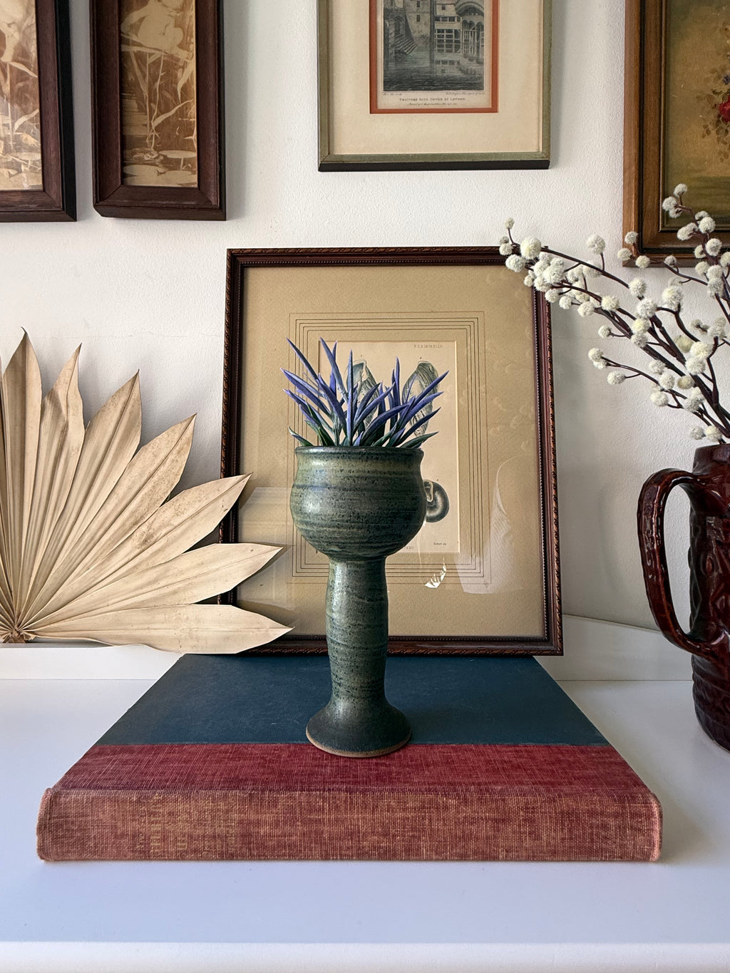 Vintage Signed Studio Pottery Pedestal Vase