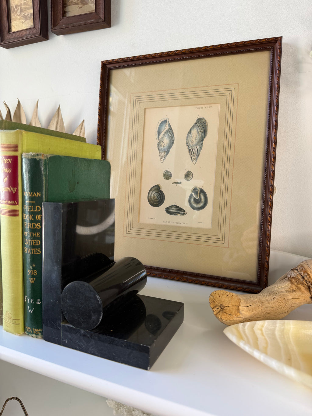 Vintage Postmodern Black Marble Geometric Bookends, Pair