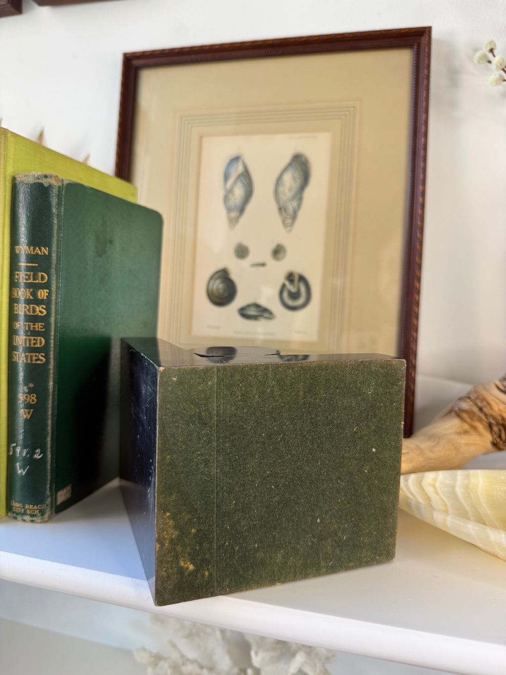 Vintage Postmodern Black Marble Geometric Bookends, Pair