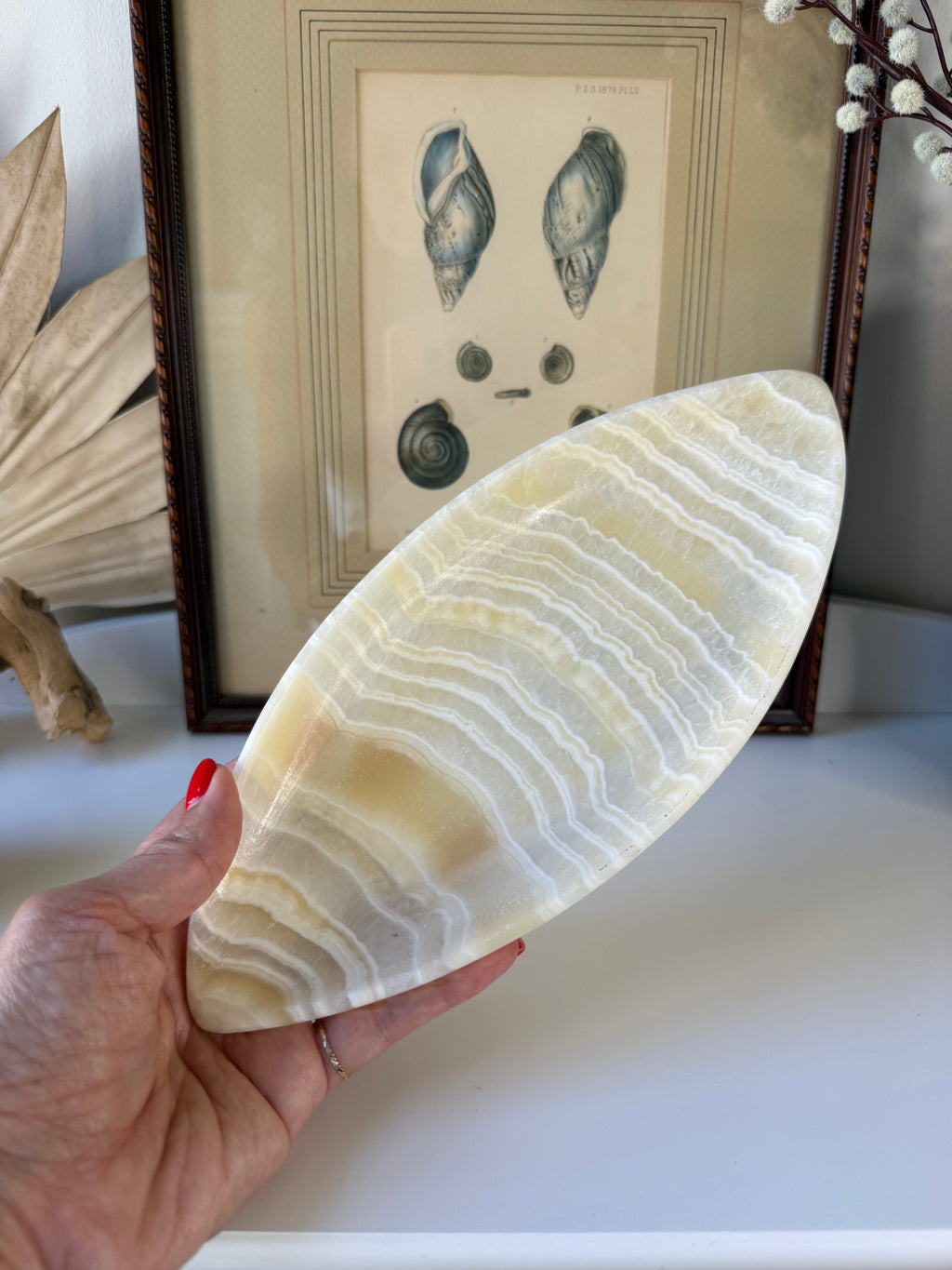 Vintage Banded Onyx Canoe Dish