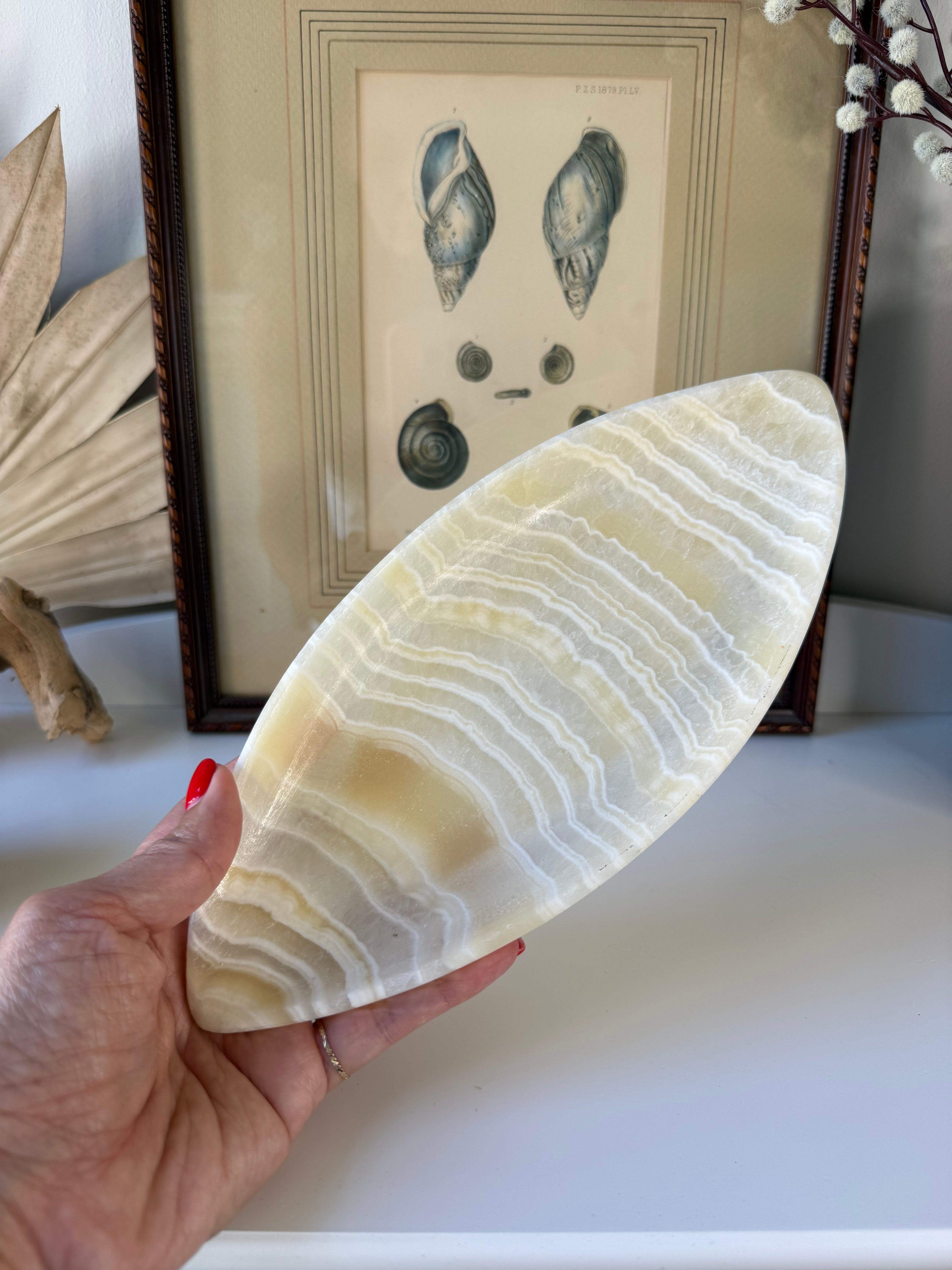 Vintage Banded Onyx Canoe Dish