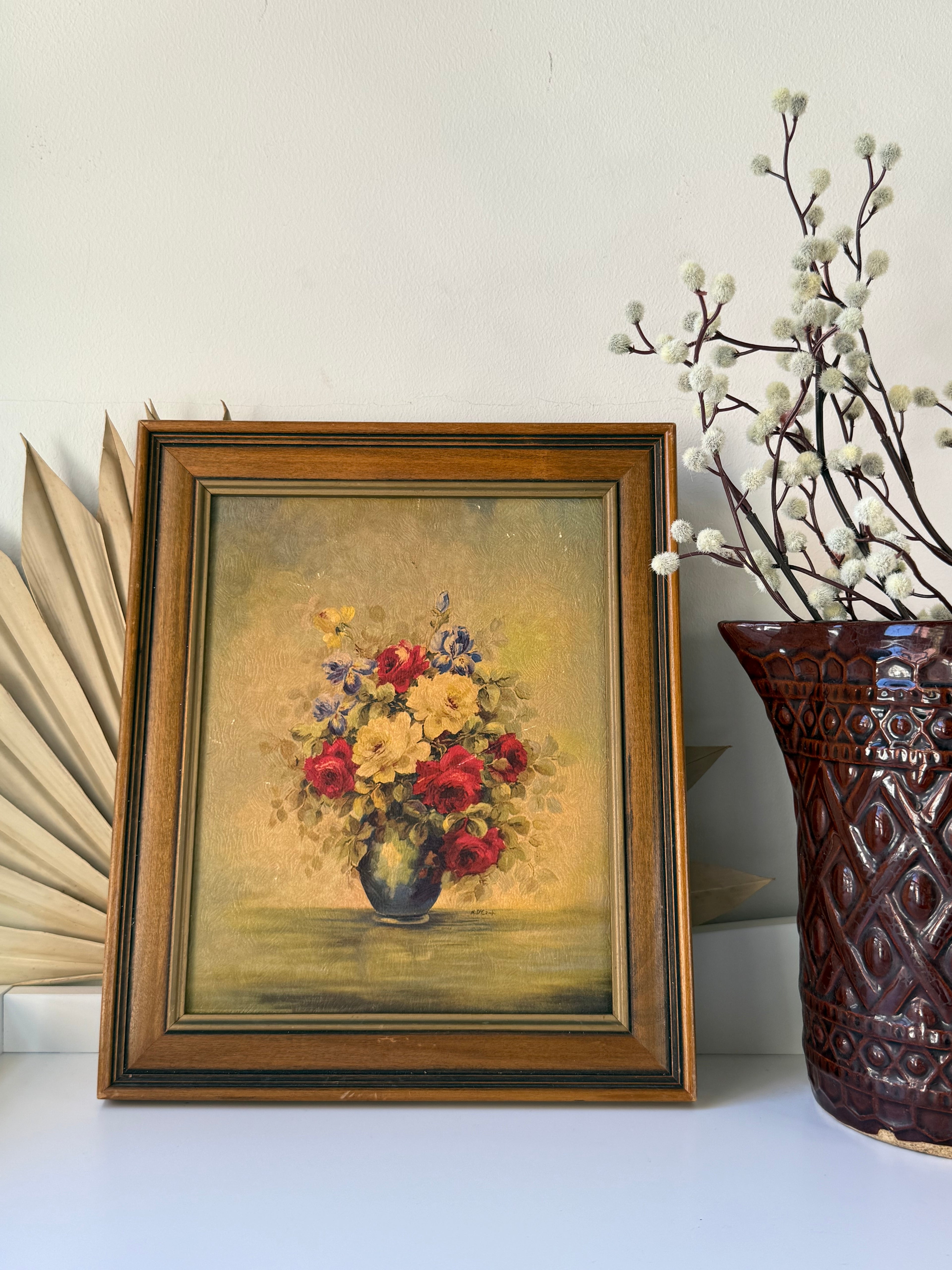 Vintage Framed Floral Still Life Artwork