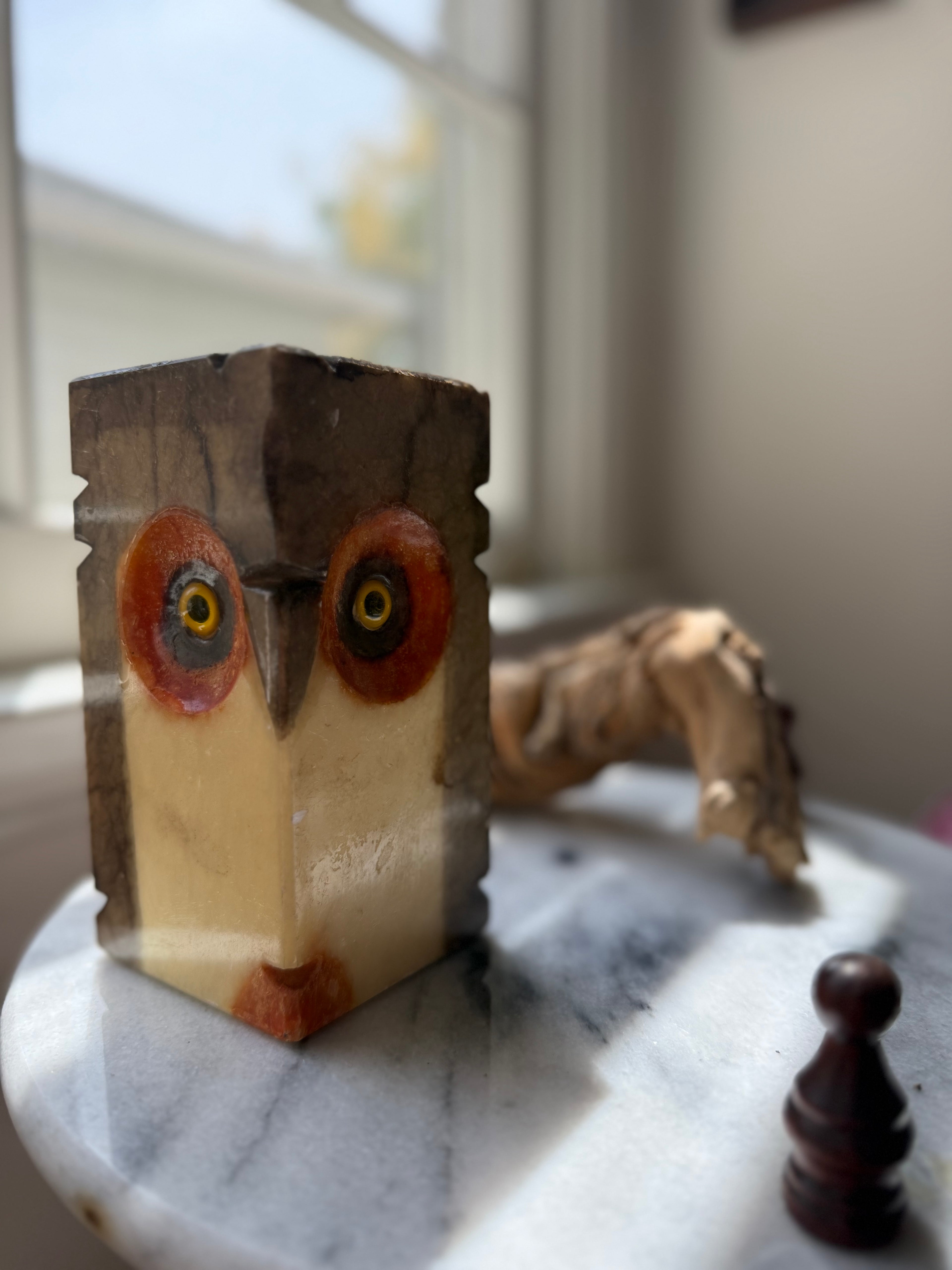 Vintage Italian Alabaster Owl Figurine