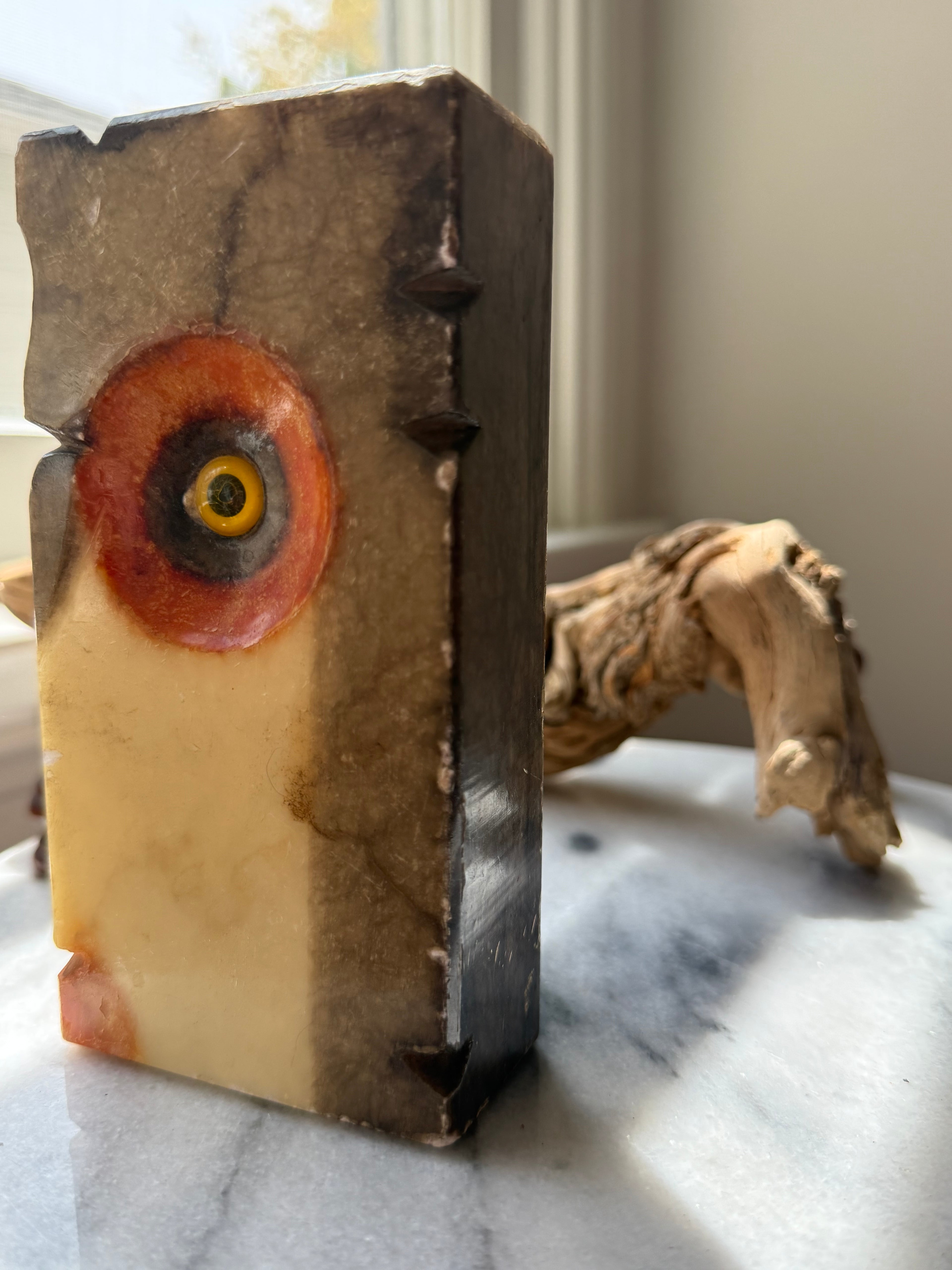 Vintage Italian Alabaster Owl Figurine