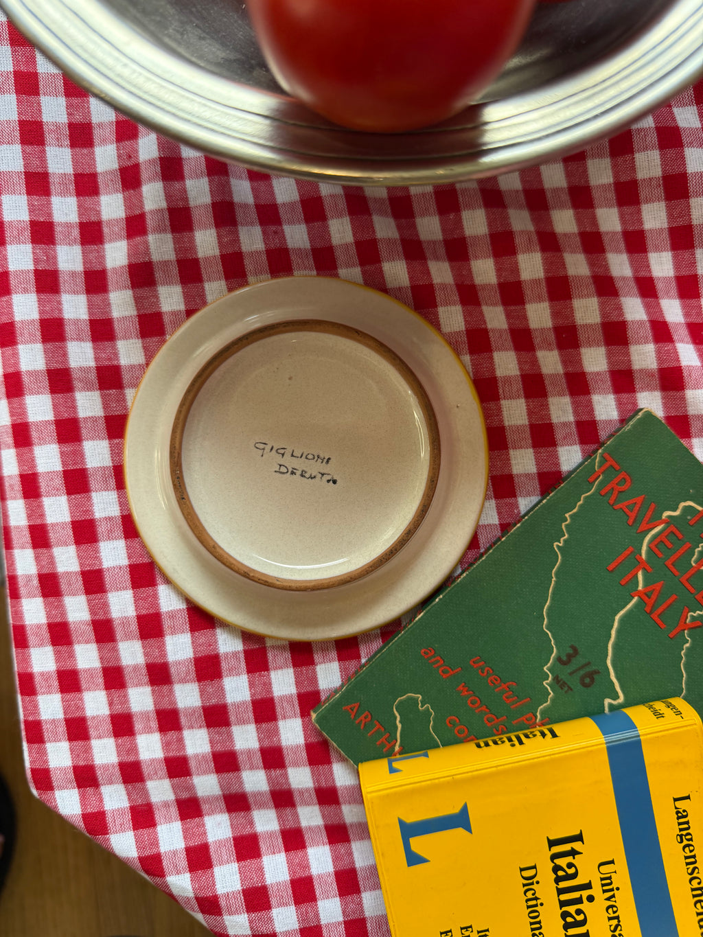 Vintage Italian Albergo Ristorante Hand-Painted Ceramic Ashtray