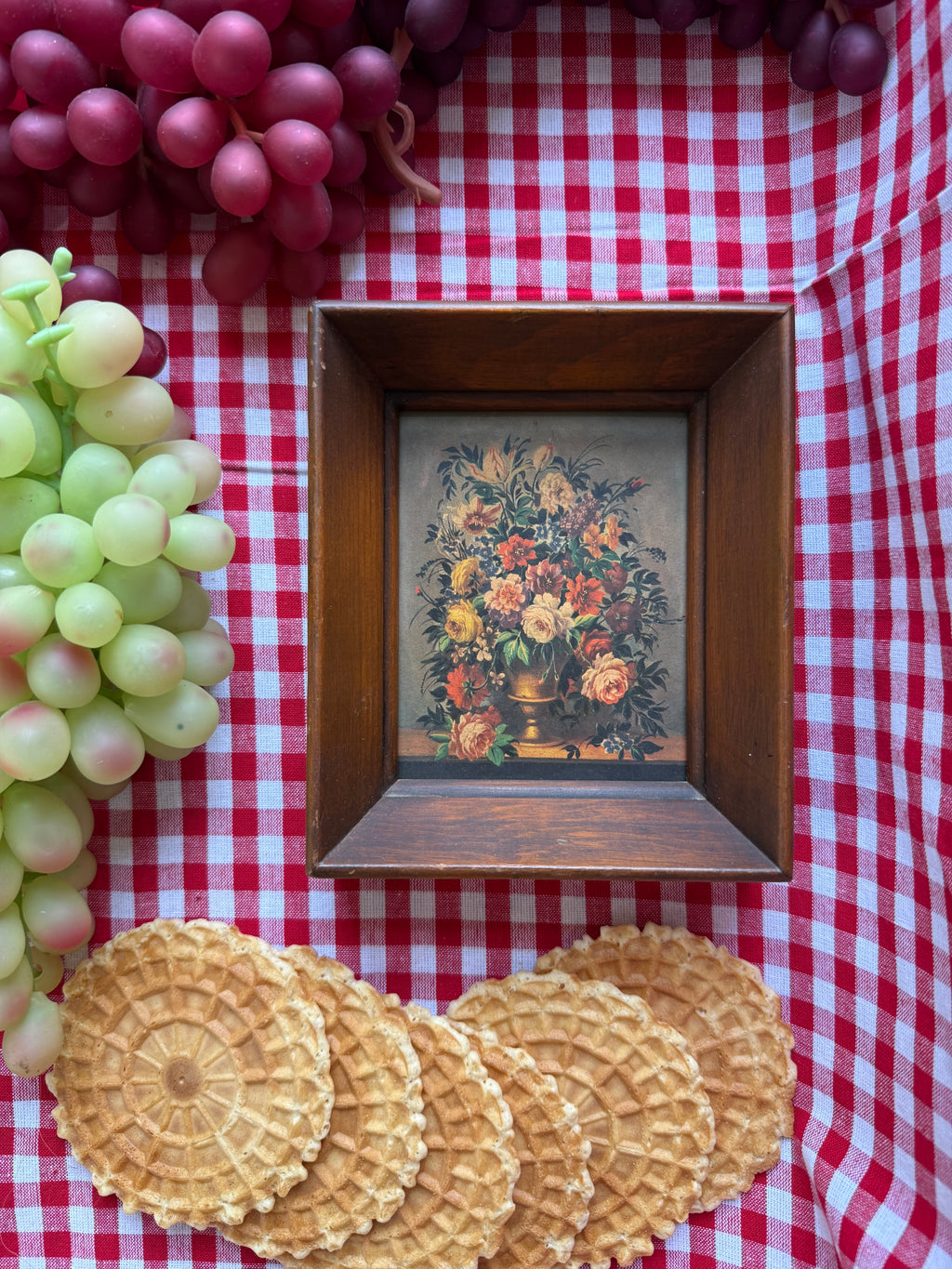 Vintage Italian Floral Framed Art, Set of Two