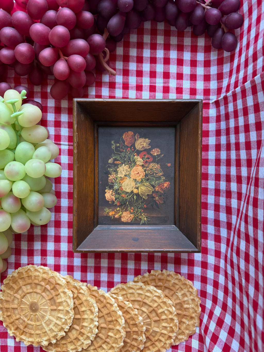 Vintage Italian Floral Framed Art, Set of Two