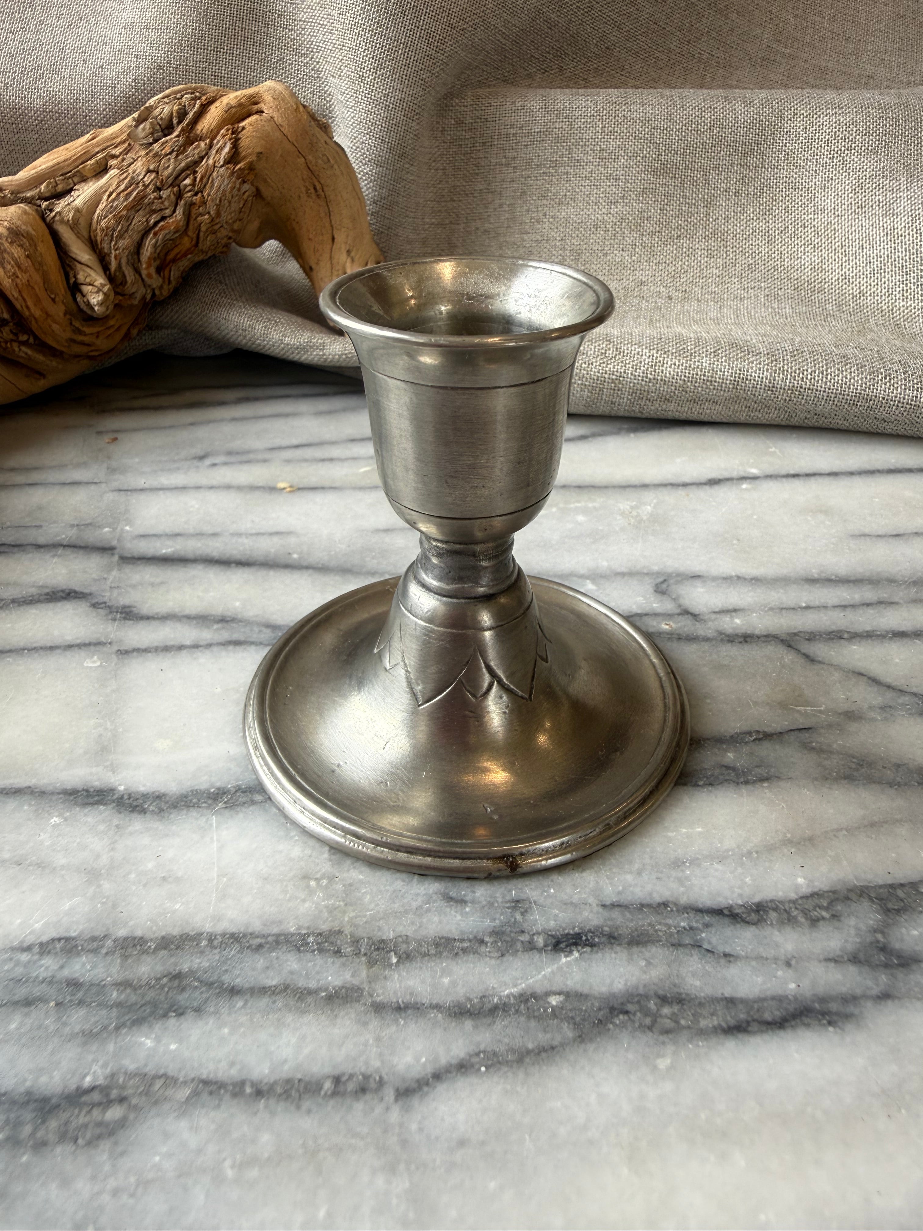 Vintage MATCH Italian Pewter Candle Holder