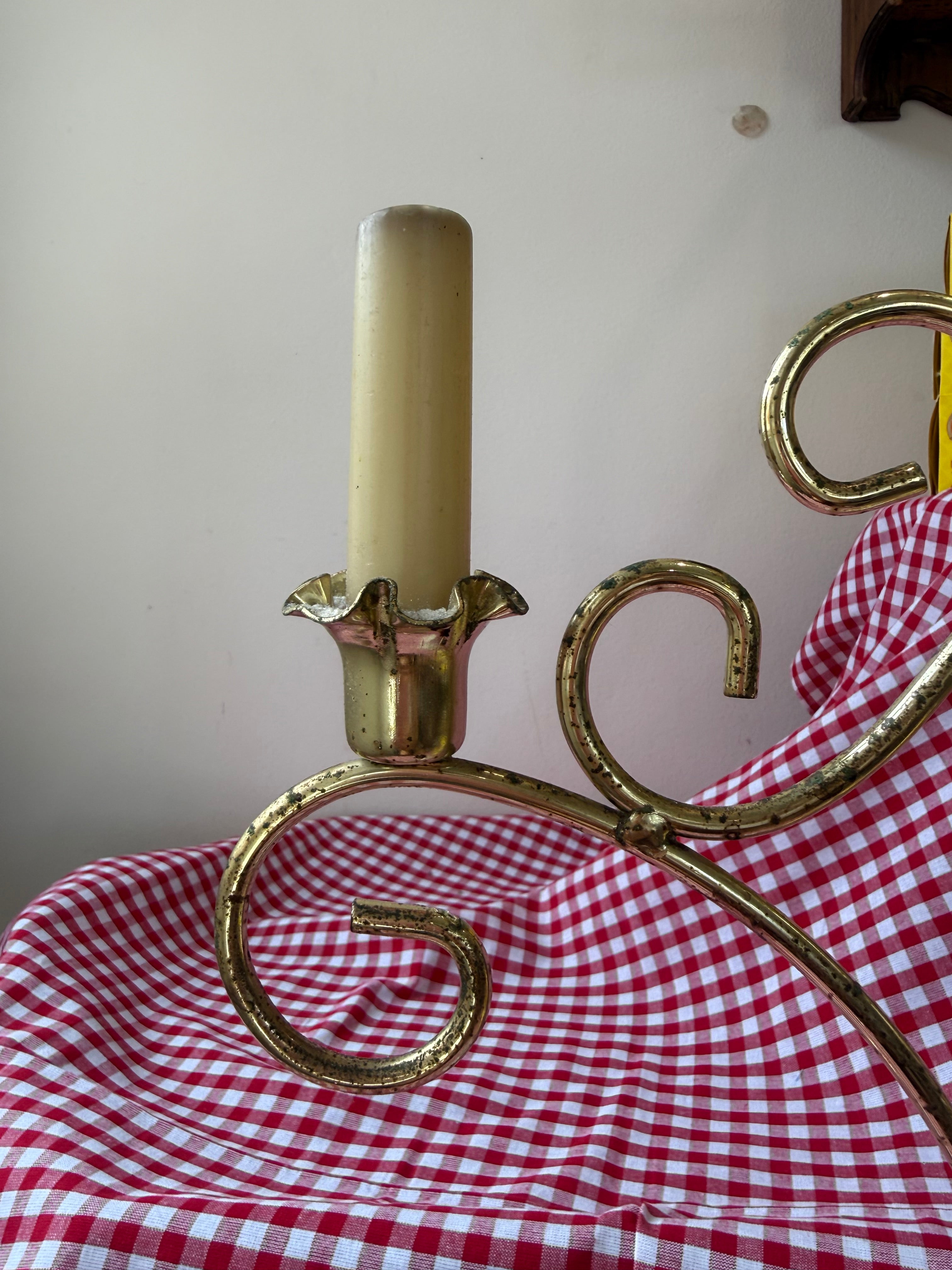 Vintage Italian Three-Light Candelabra with Marble Base