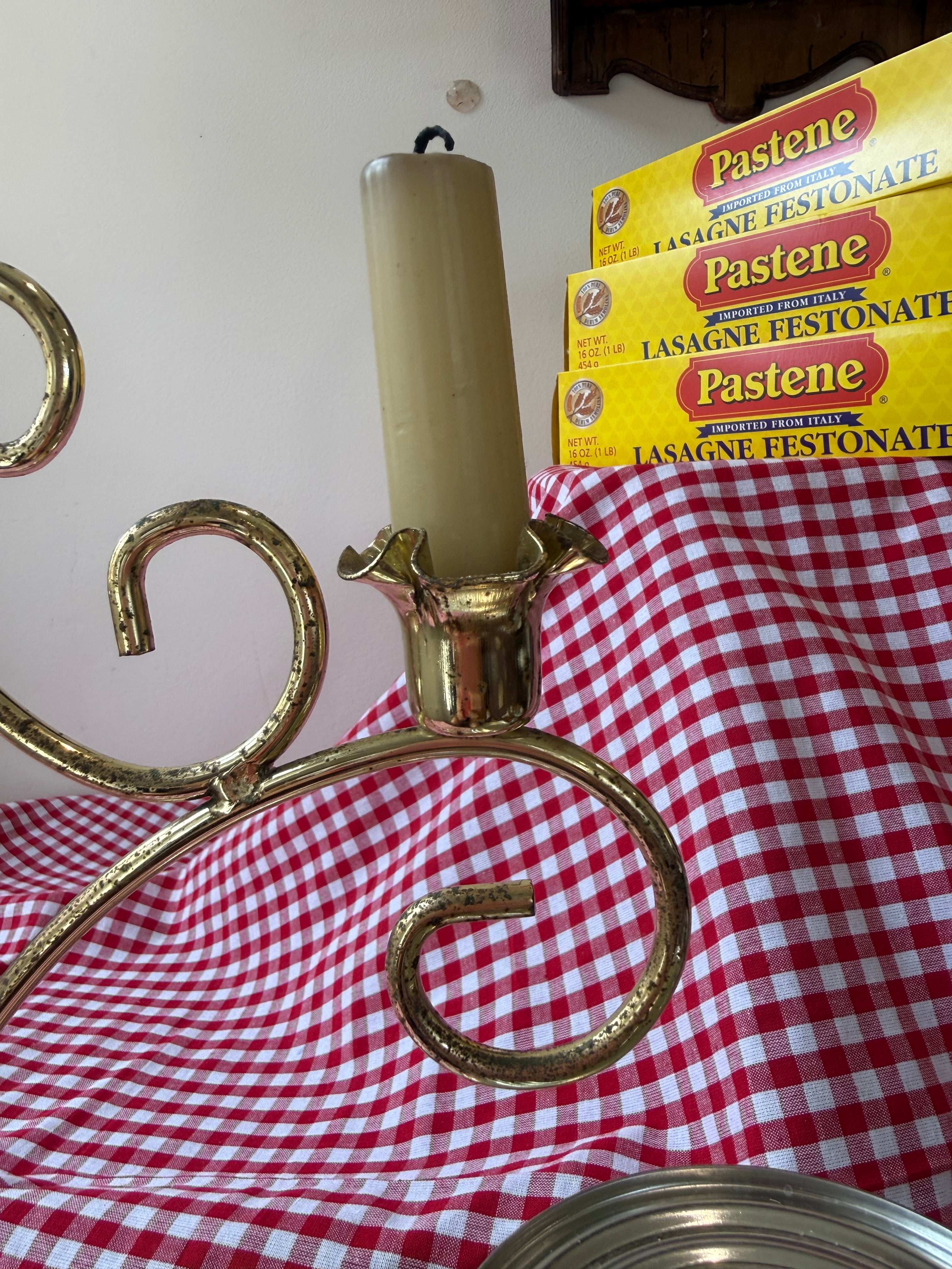 Vintage Italian Three-Light Candelabra with Marble Base
