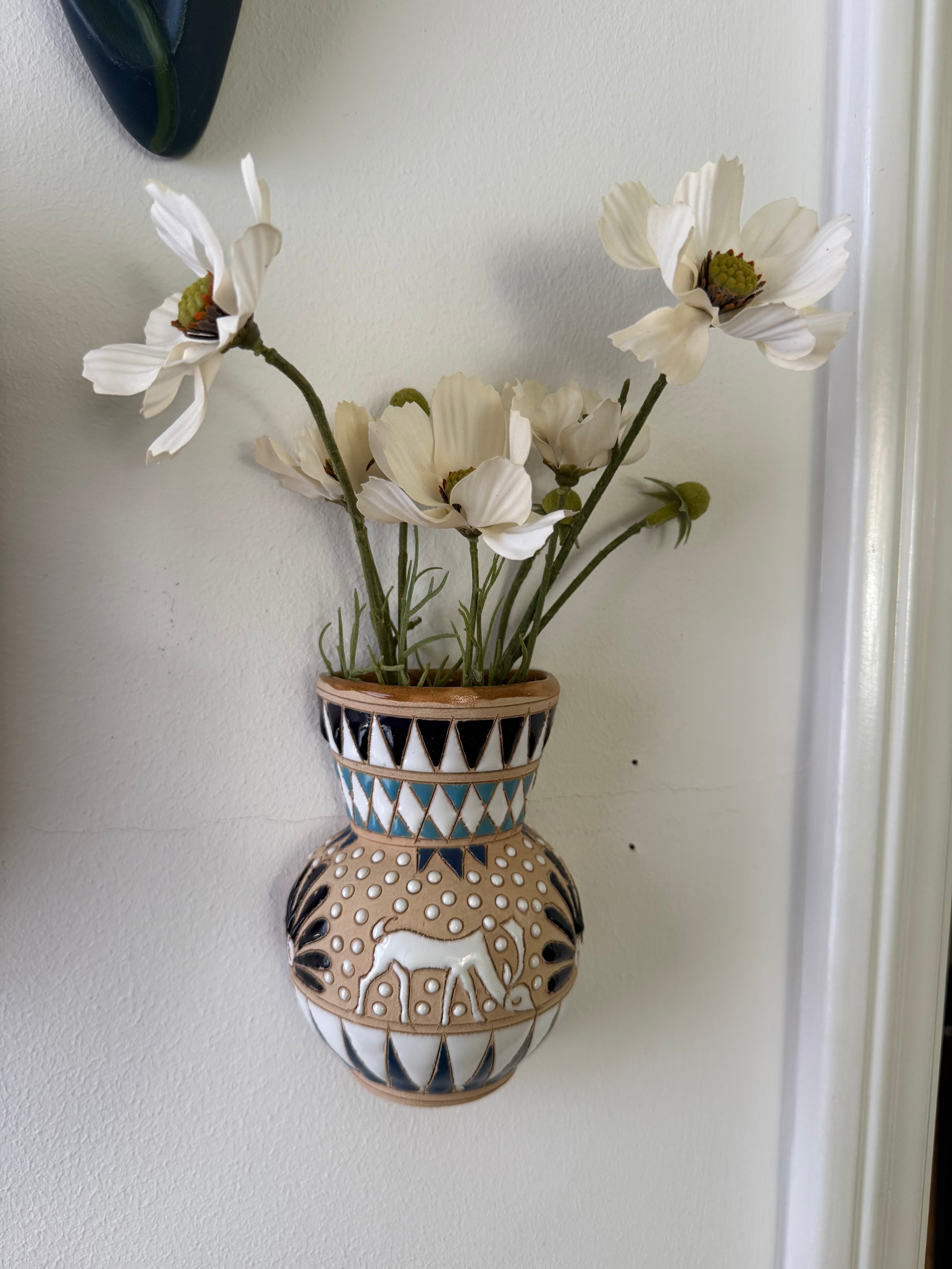 Vintage Dakas Rodos Greek Pottery Deer Wall Pocket Vase, Rhodes Greece