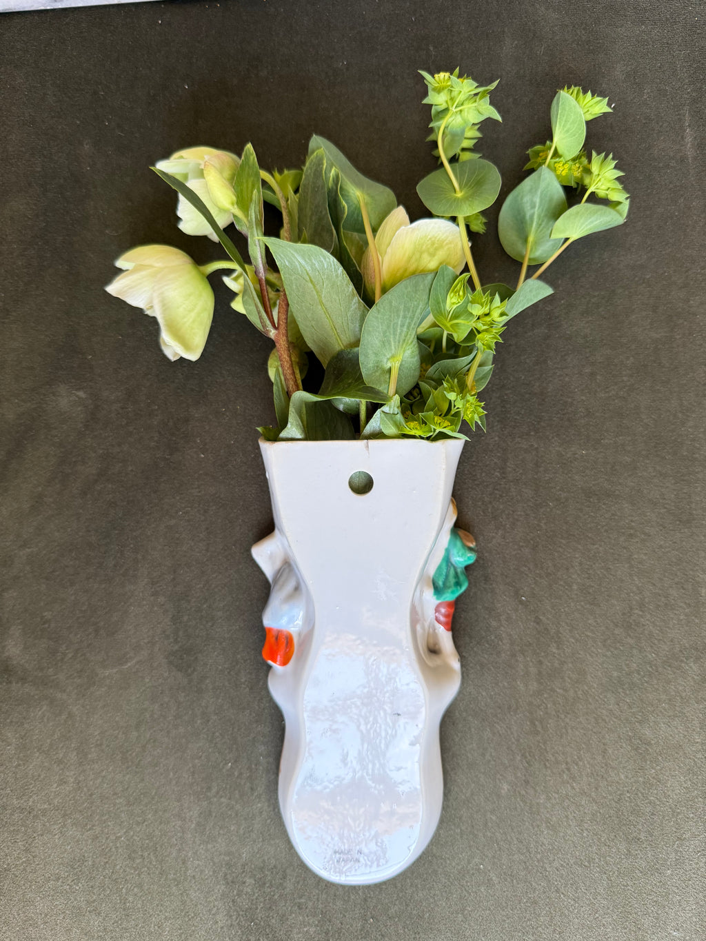 Vintage Japanese Lusterware Figural Boy & Girl Wall Pocket Vase, Made in Japan, c. 1930s–1940s