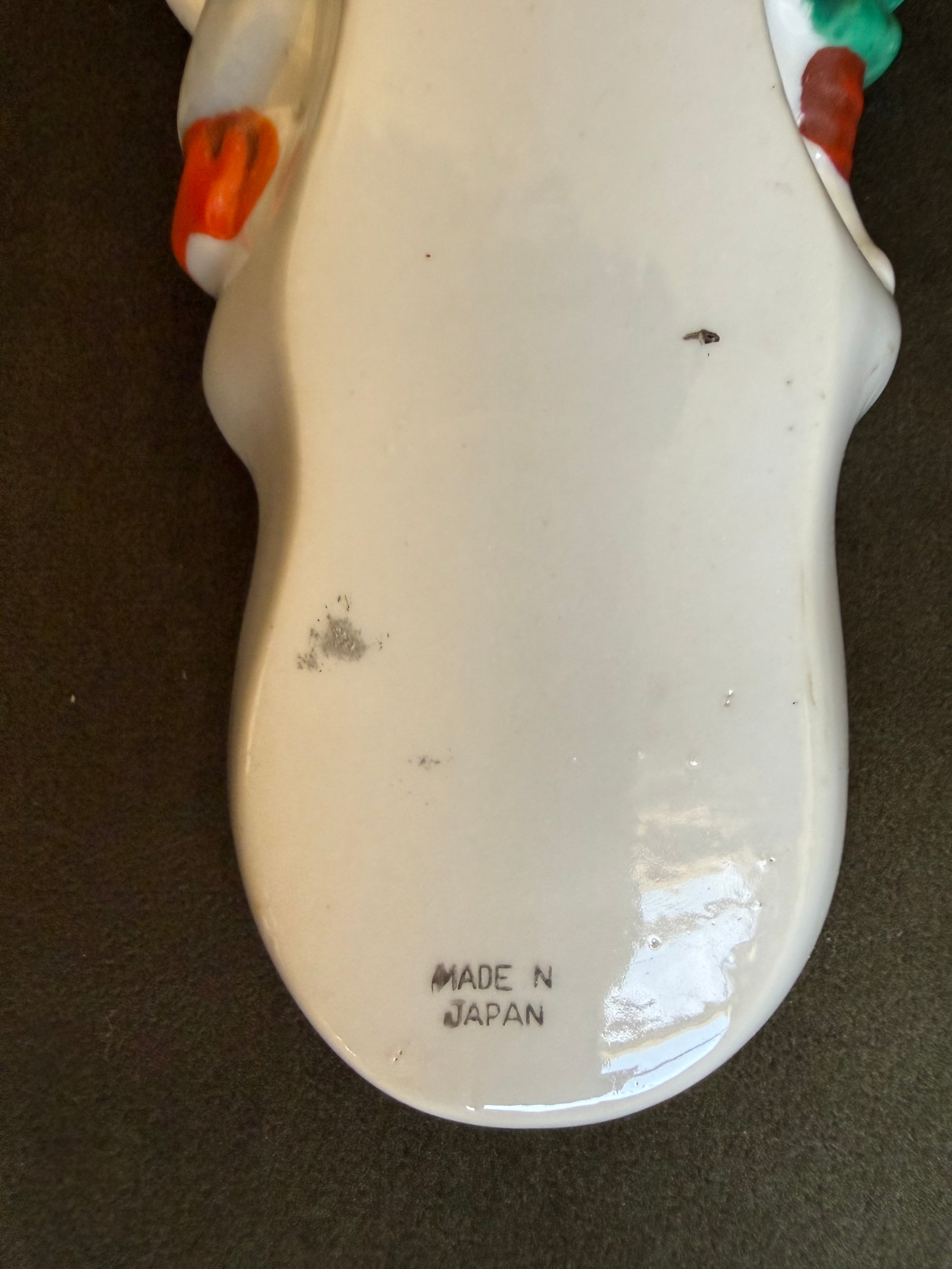 Vintage Japanese Lusterware Figural Boy & Girl Wall Pocket Vase, Made in Japan, c. 1930s–1940s