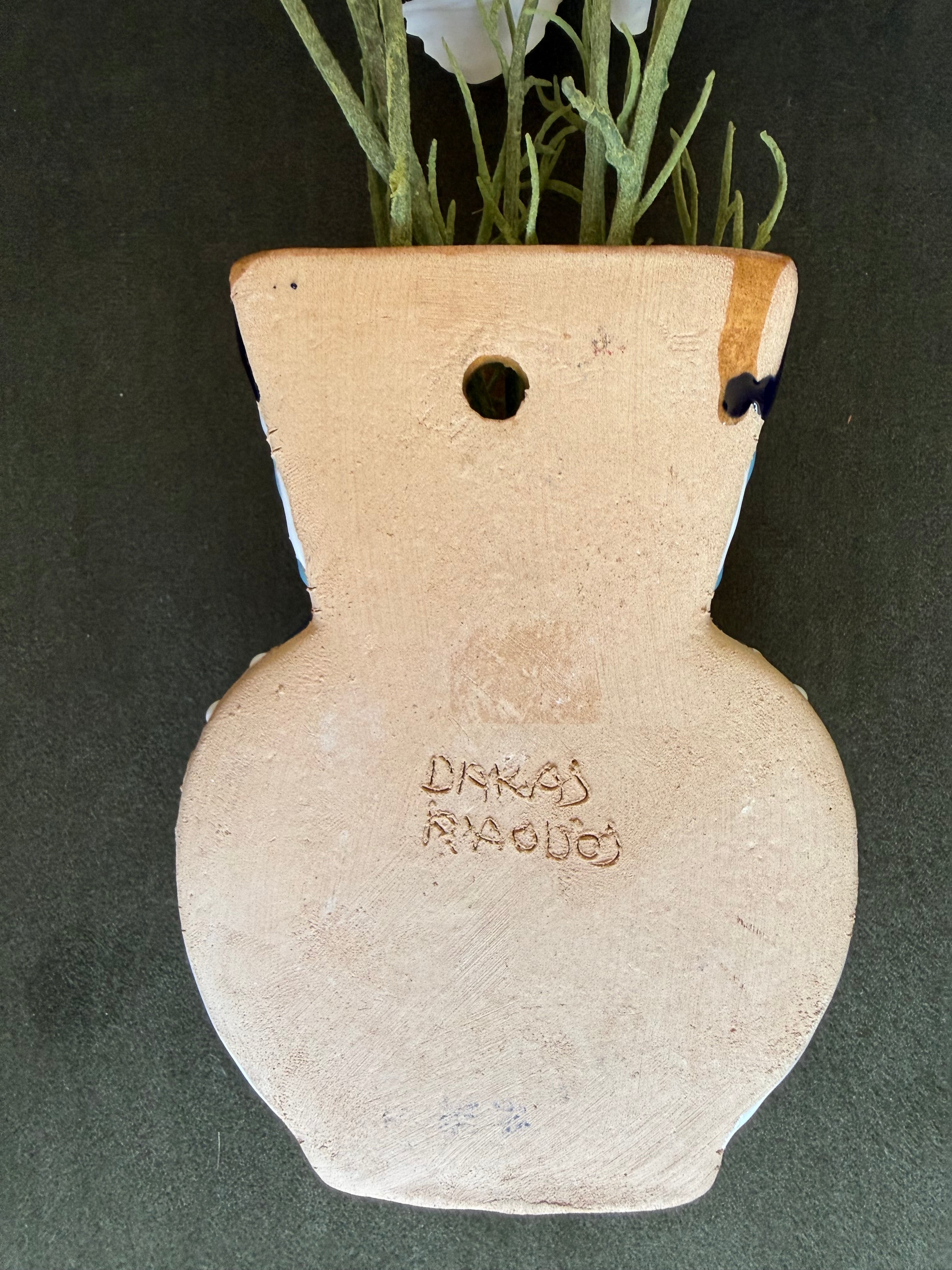 Vintage Dakas Rodos Greek Pottery Deer Wall Pocket Vase, Rhodes Greece