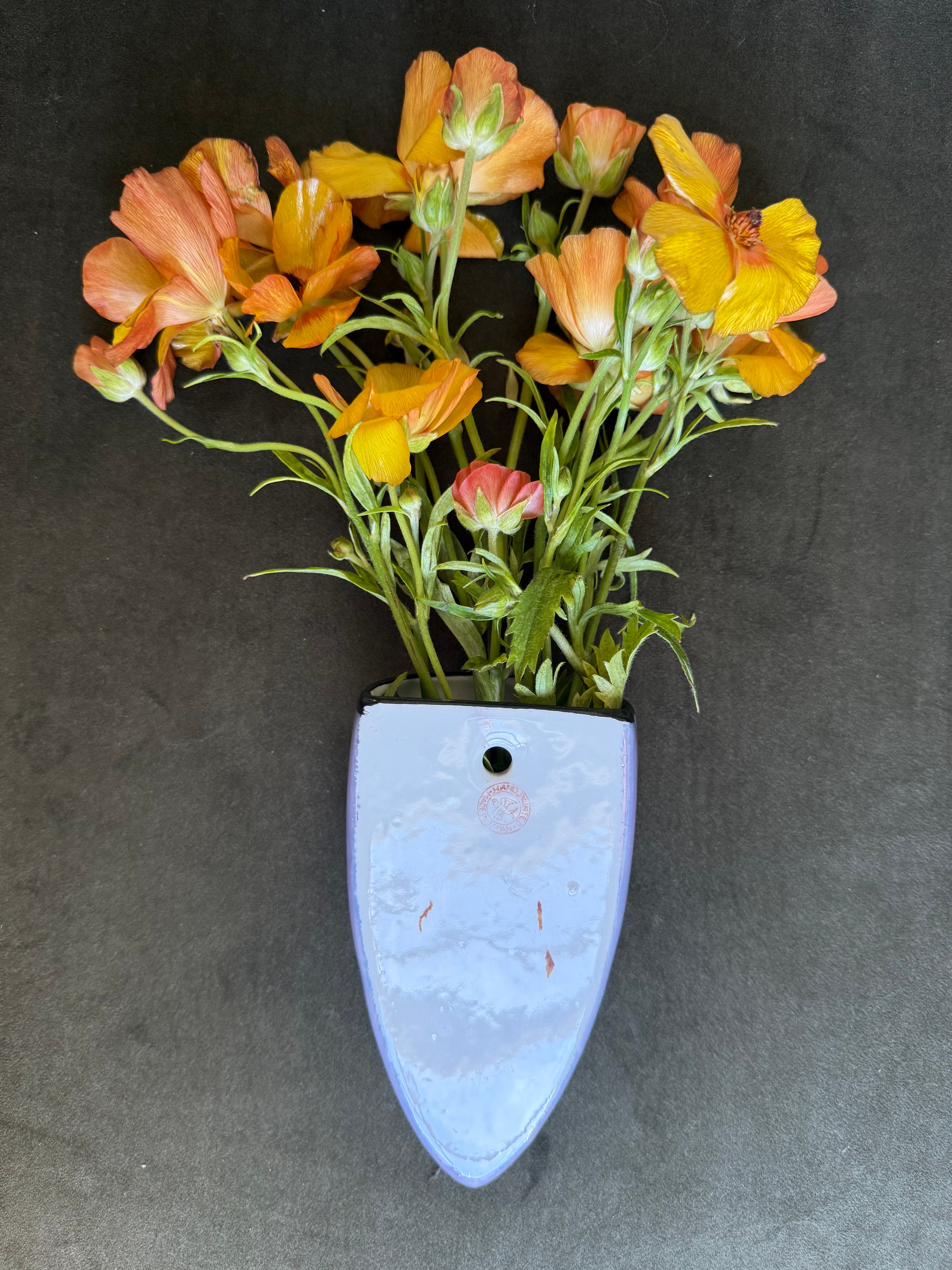 Vintage 1930s Seiei & Co. Japanese Lusterware Art Deco Wall Pocket Vase, Poppy Pattern