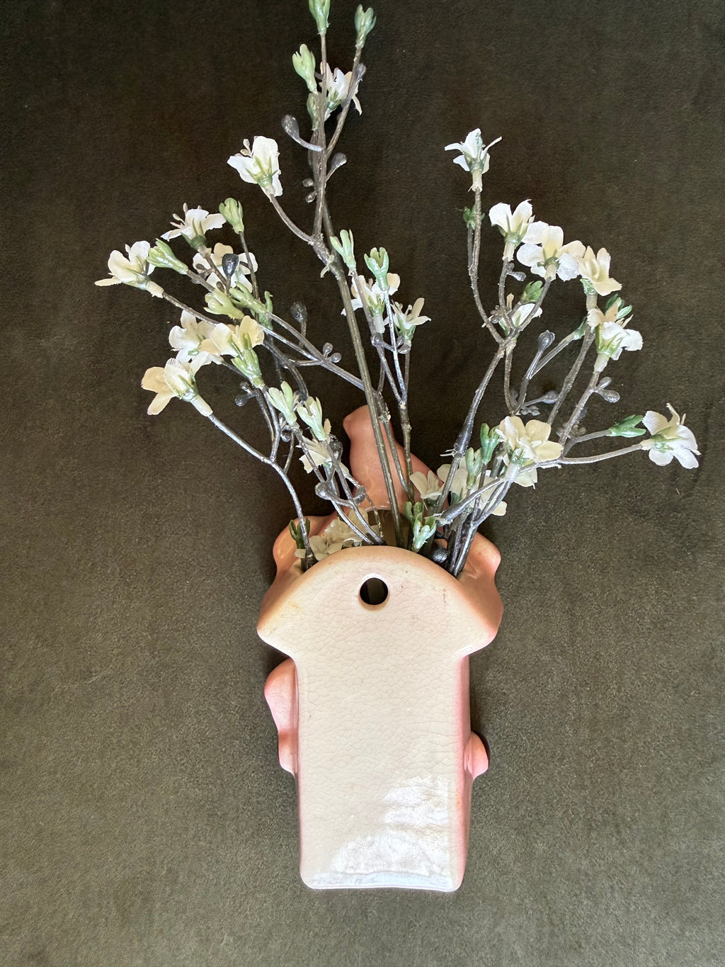 Vintage Mid-Century Birdhouse & Bird Ceramic Wall Pocket Vase