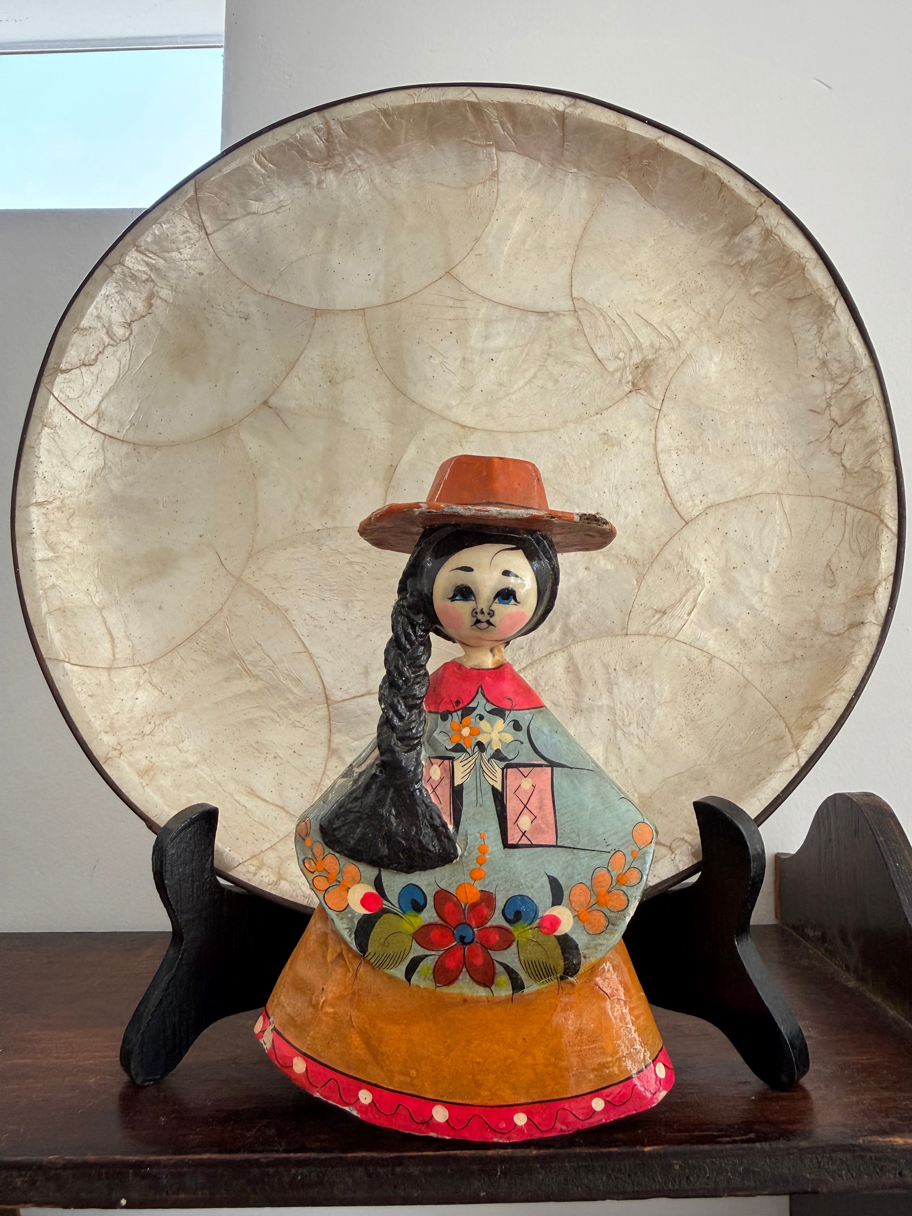 Vintage New Mexico Papier-Mâché Folk Art Woman Figurine