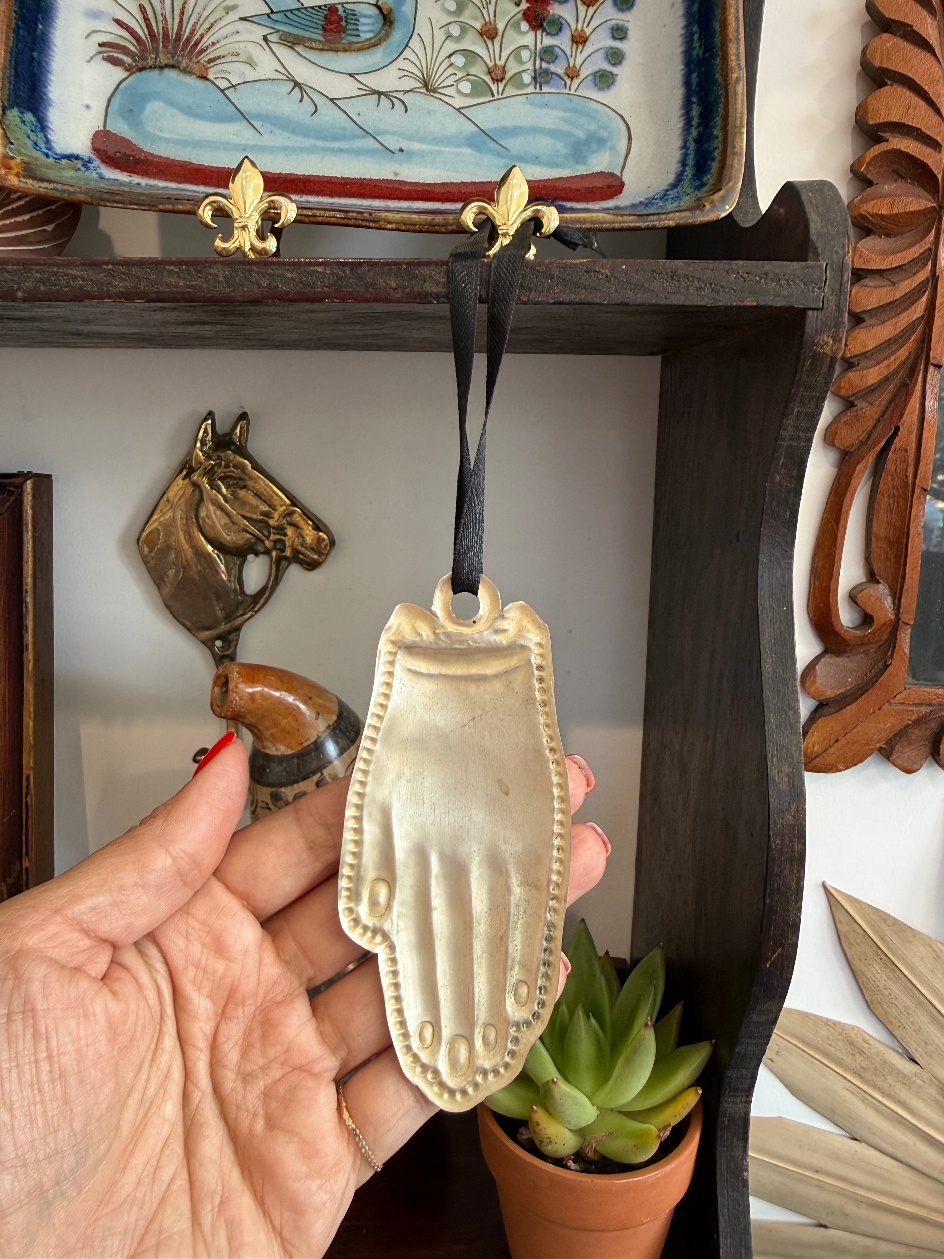 Vintage Mexican Milagro Hand Ornament