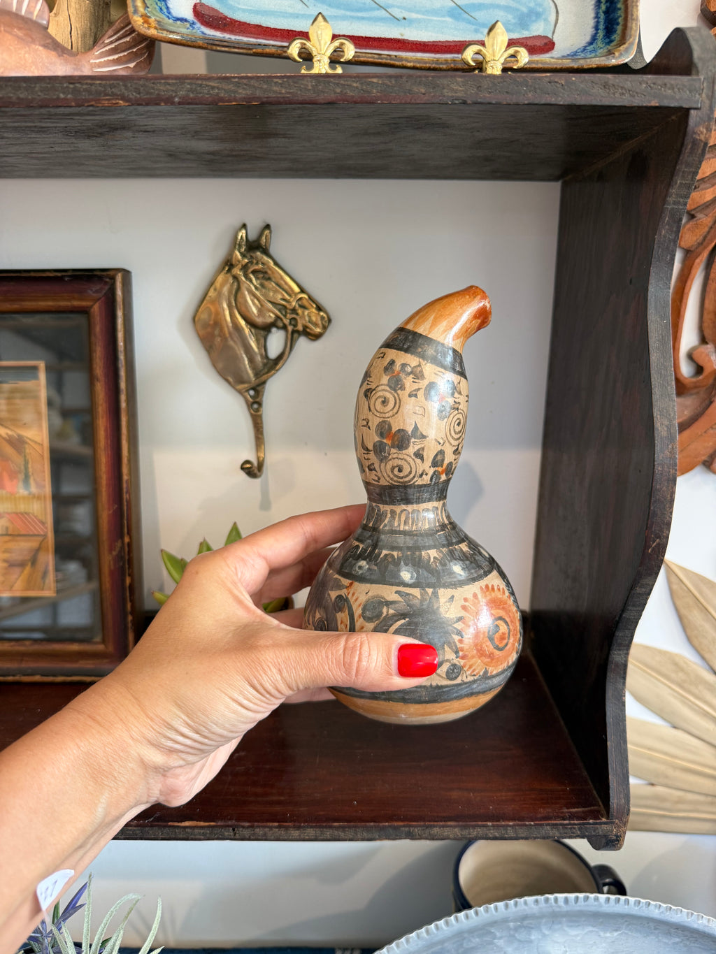 Vintage Mexican Tonalá-Style Bird Vase