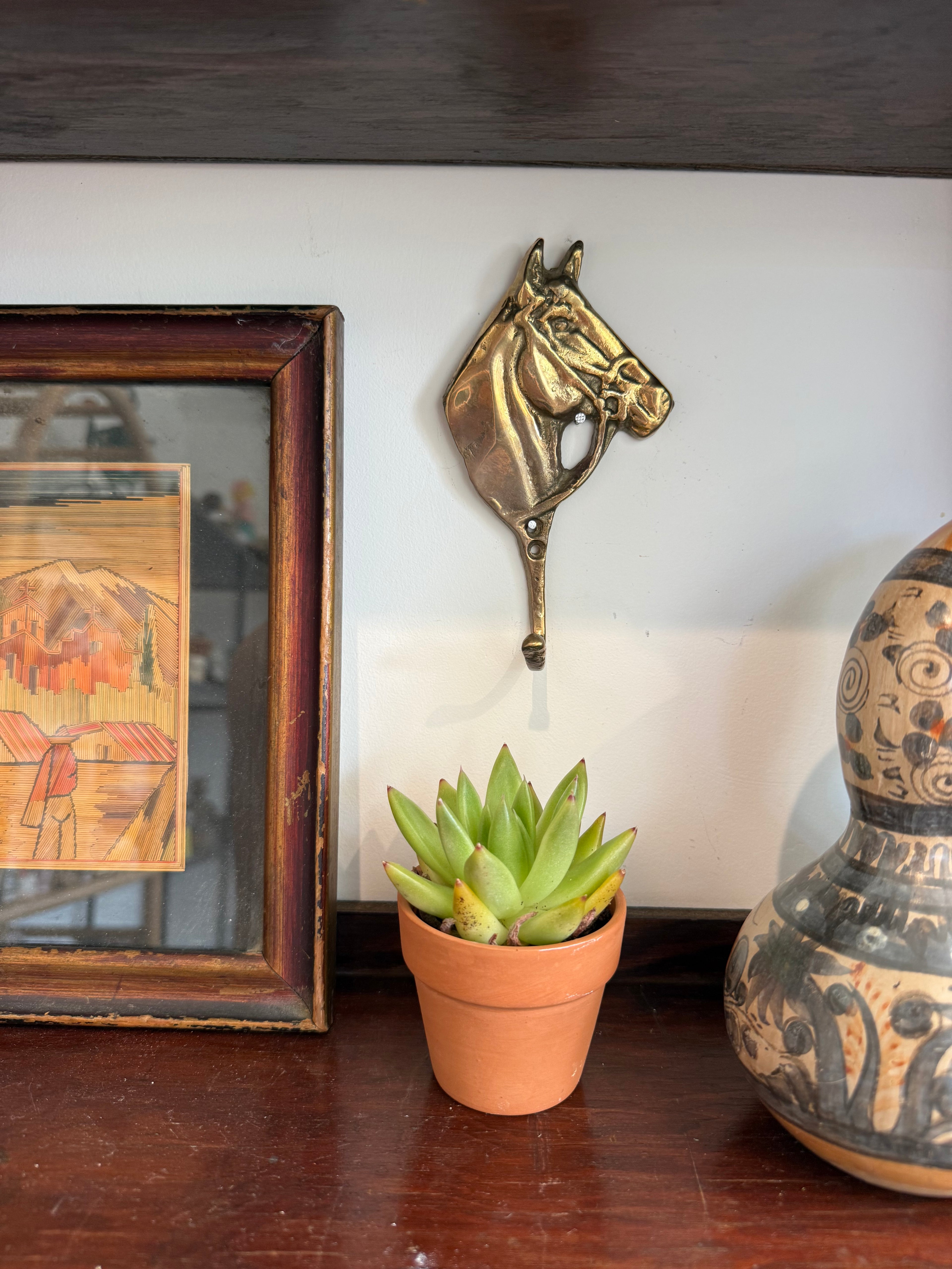 Vintage Brass Horse Head Wall Hook