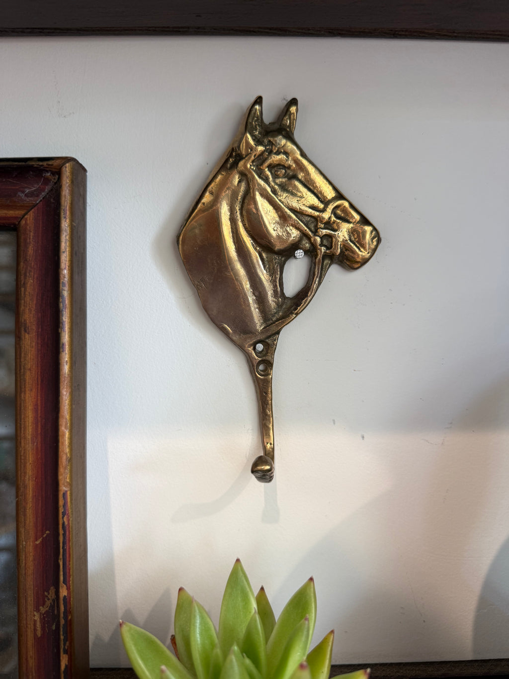 Vintage Brass Horse Head Wall Hook