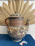 Vintage Hand-Painted Sgraffito Folk Art Teapot