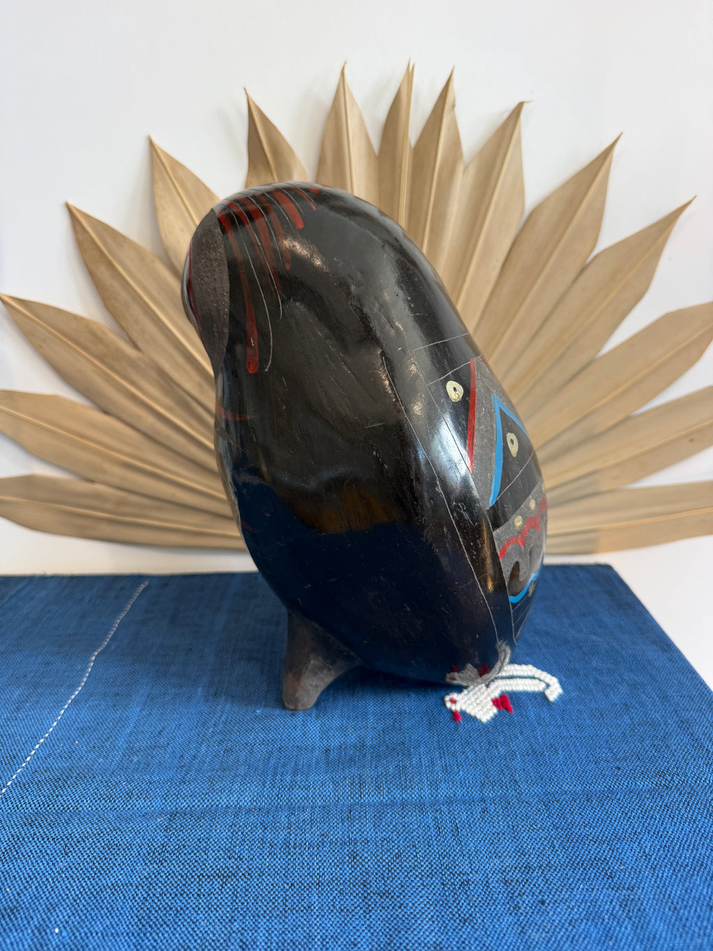 Vintage Mexican Pottery Owl Sculpture