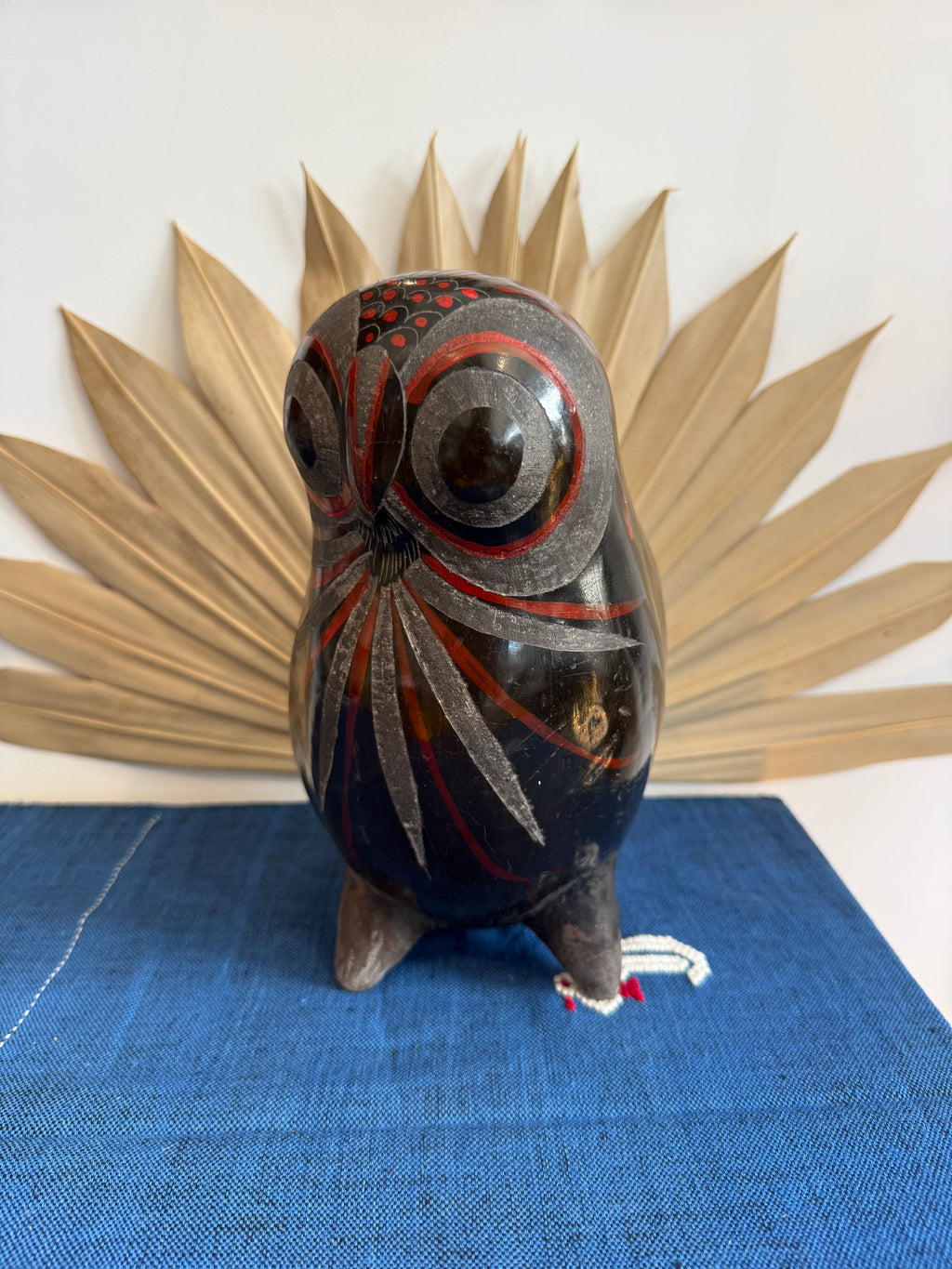 Vintage Mexican Pottery Owl Sculpture