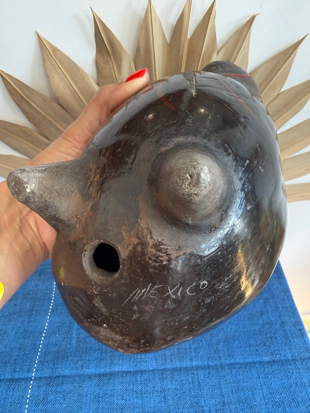 Vintage Mexican Pottery Owl Sculpture