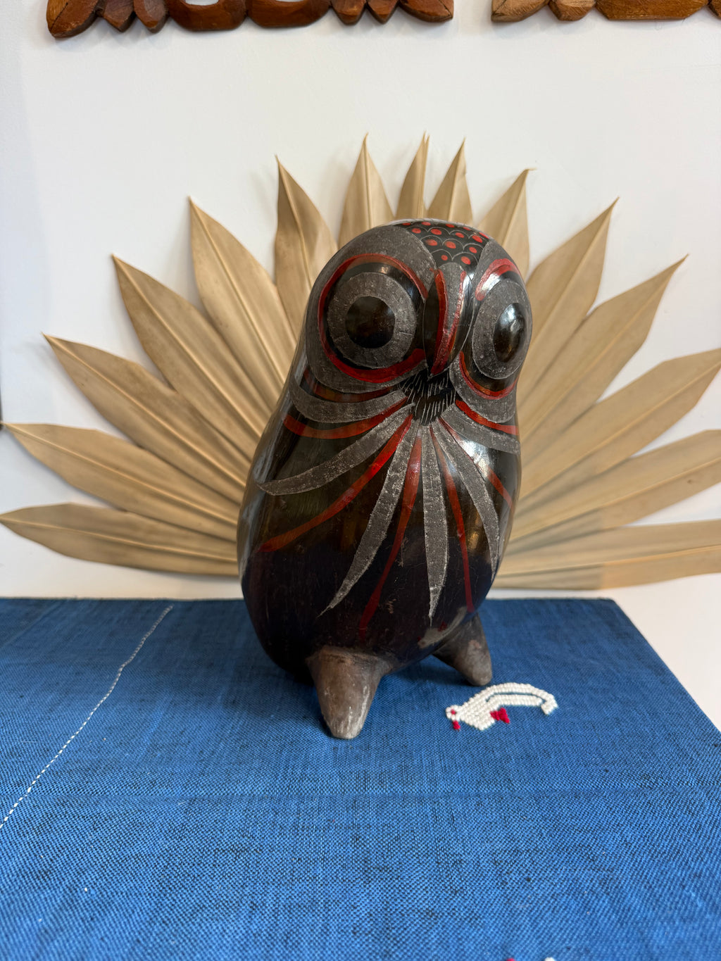 Vintage Mexican Pottery Owl Sculpture