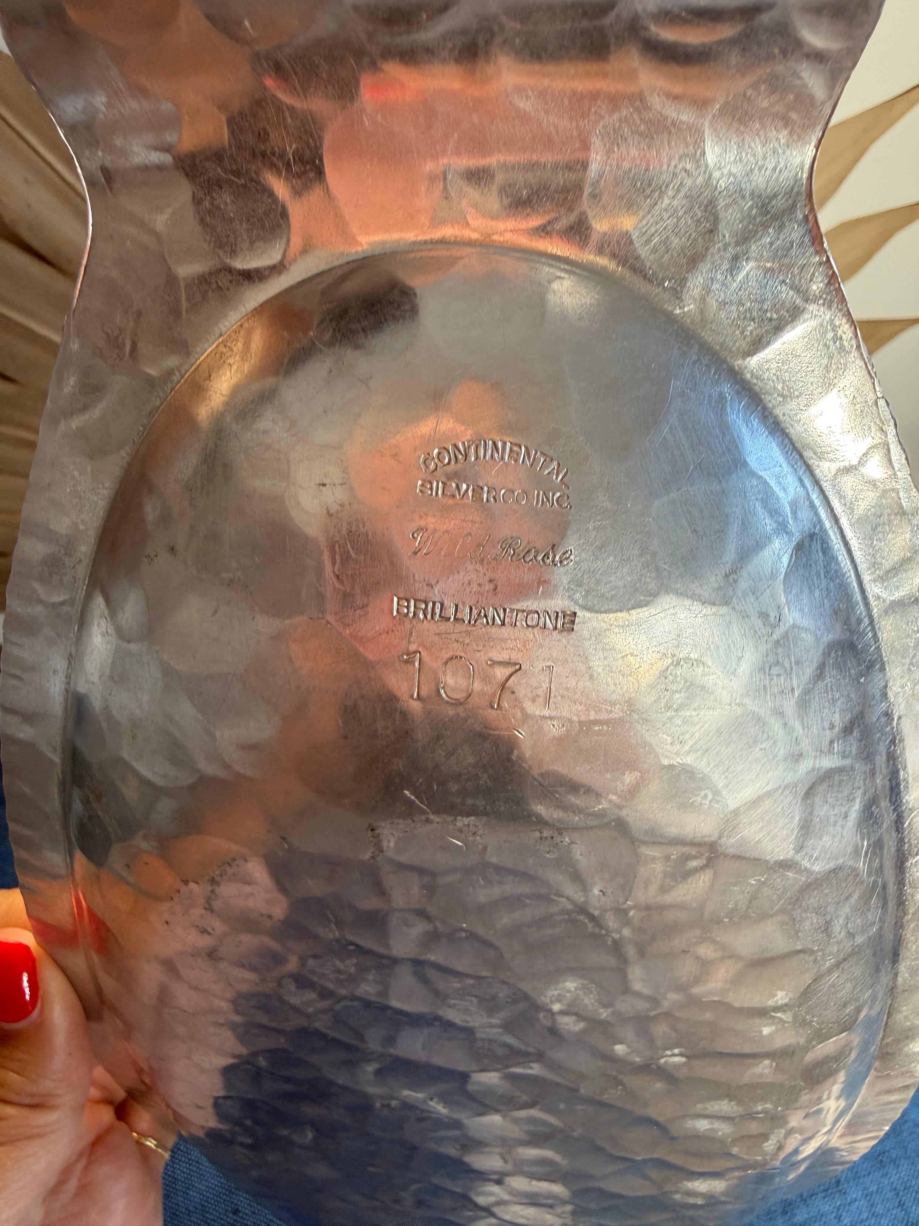 Vintage Continental Silver Co. “Wild Rose” Hammered Aluminum Serving Tray