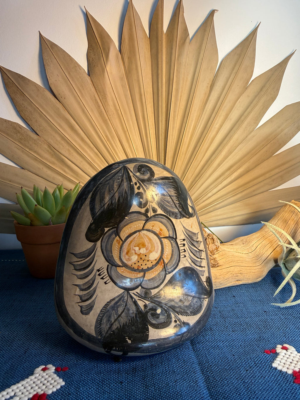 Vintage Tonalá Mexican Pottery Owl Sculpture