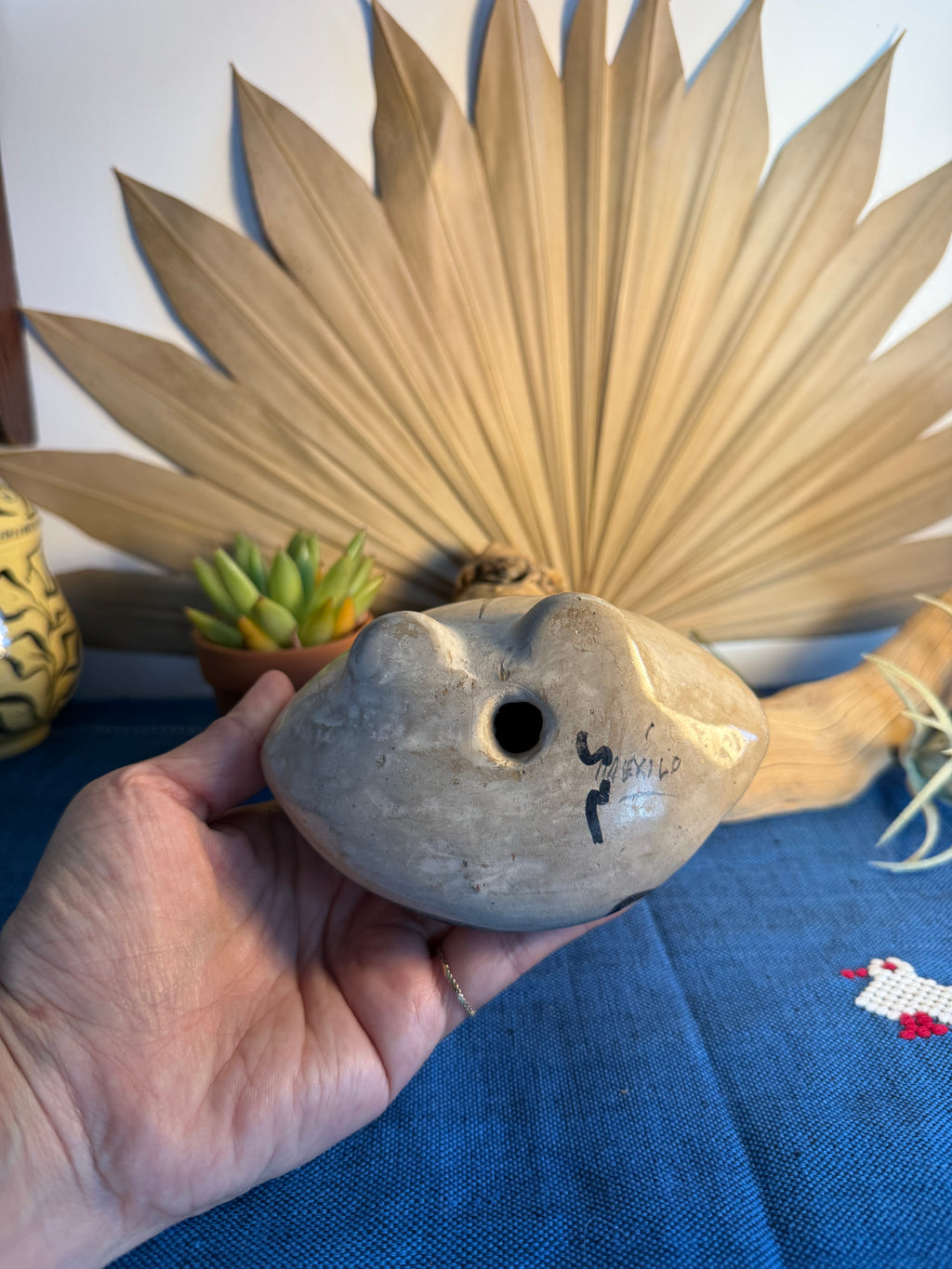 Vintage Tonalá Mexican Pottery Owl Sculpture