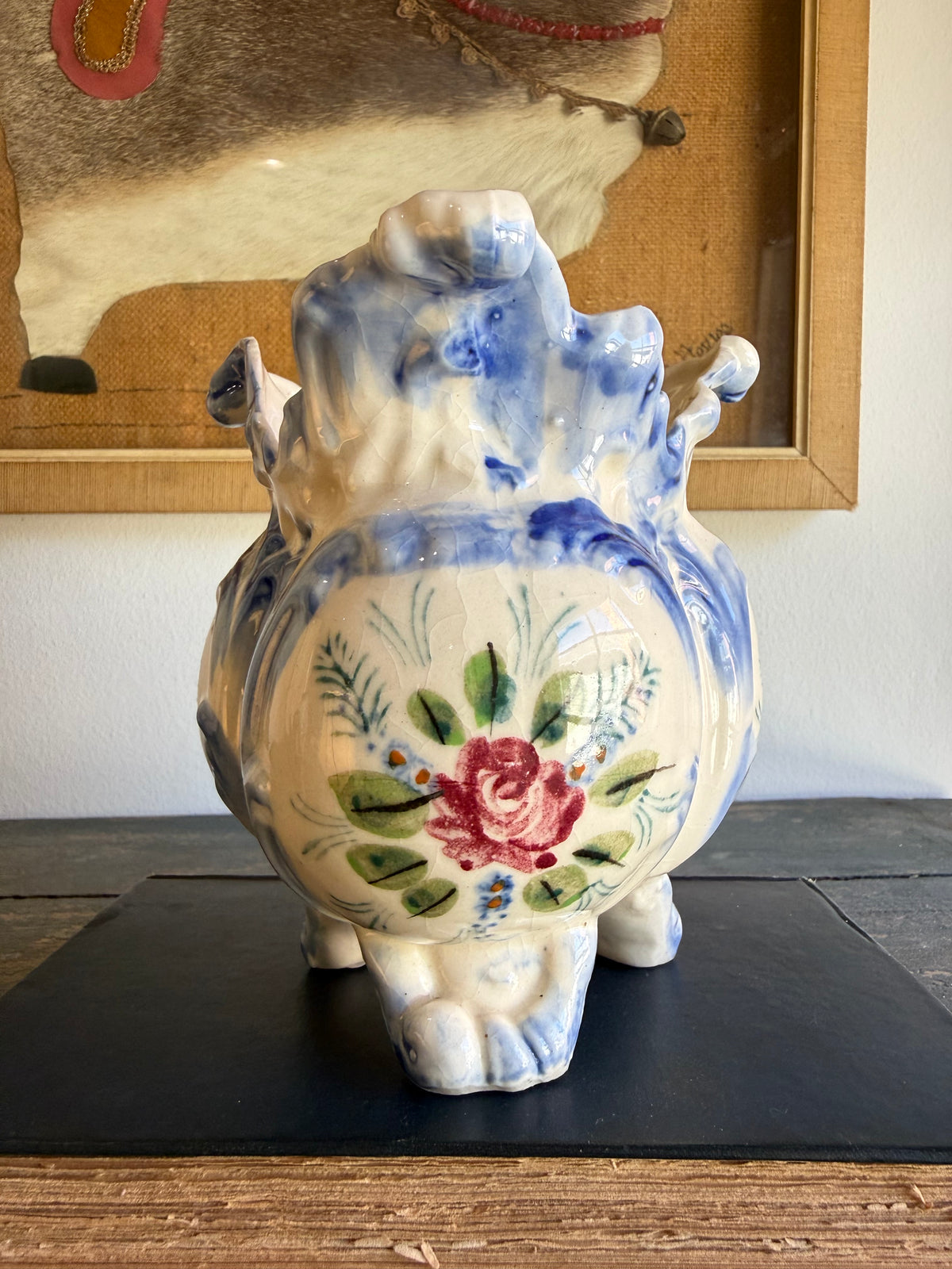 Vintage Vestal Alcobaça Portugal Hand-Painted Floral Vase