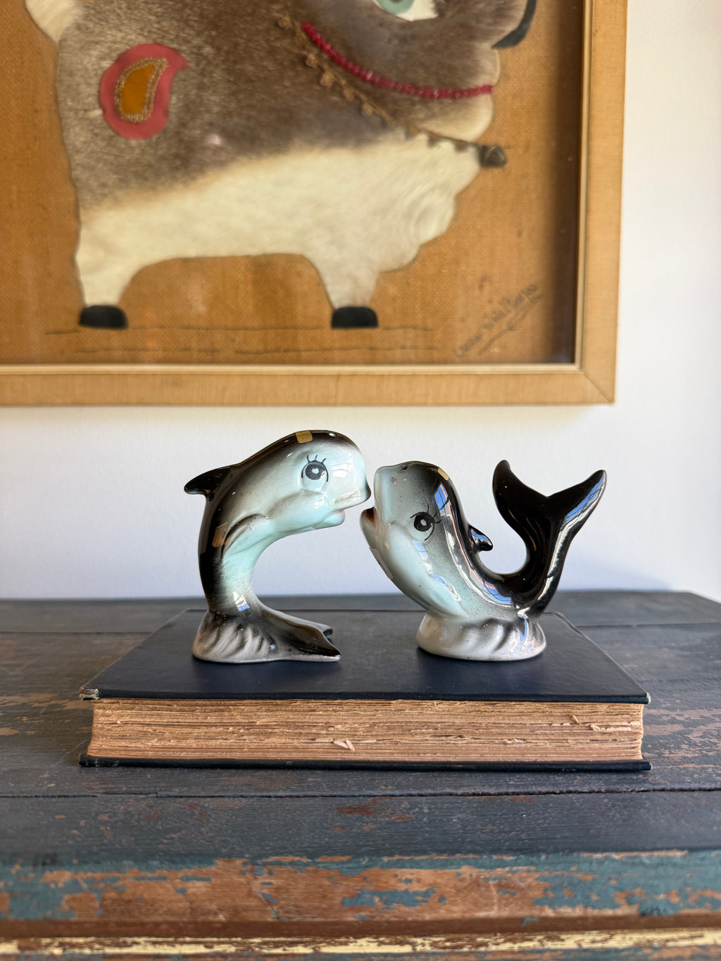 Vintage Kelvin’s Treasures Whale Salt & Pepper Shakers