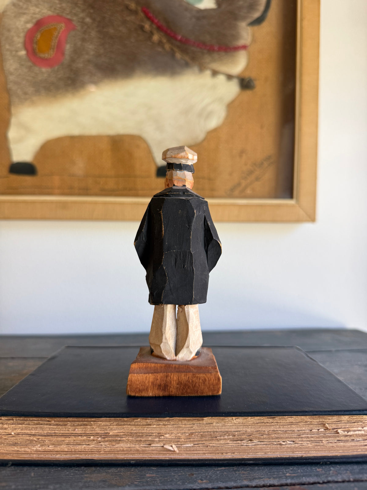 Vintage Tom Hannah Hand-Carved Wooden Sailor Folk Art Figurine