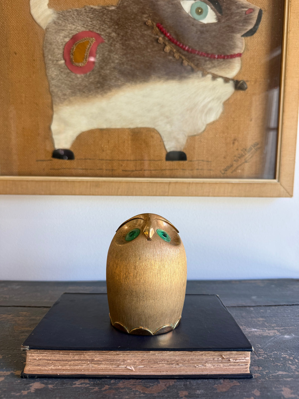 Vintage Napier Gold-Tone Owl Coin Bank