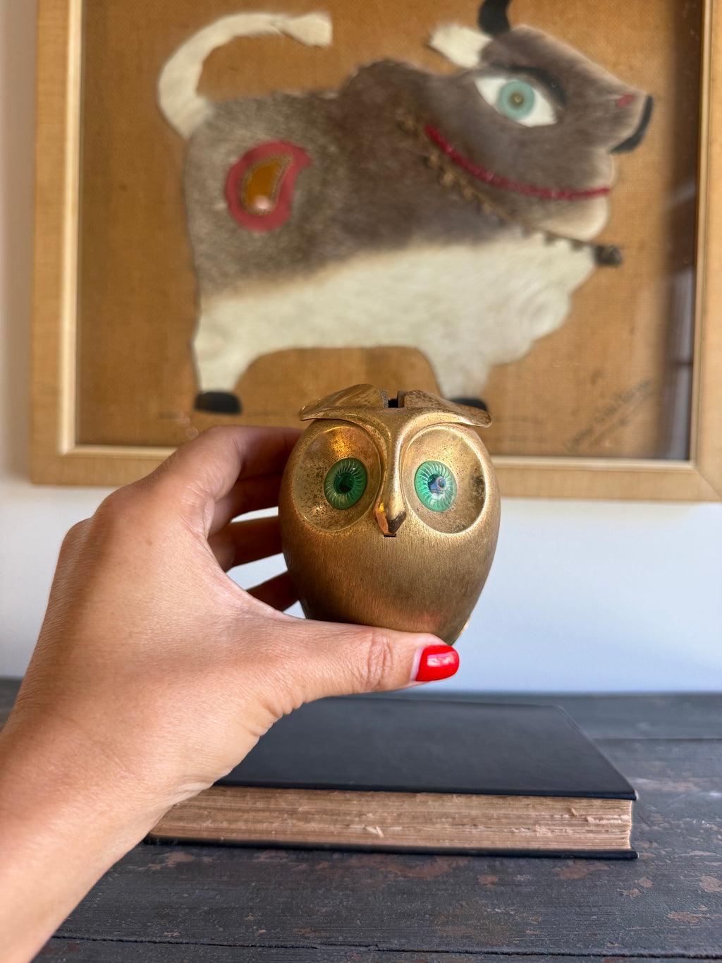 Vintage Napier Gold-Tone Owl Coin Bank