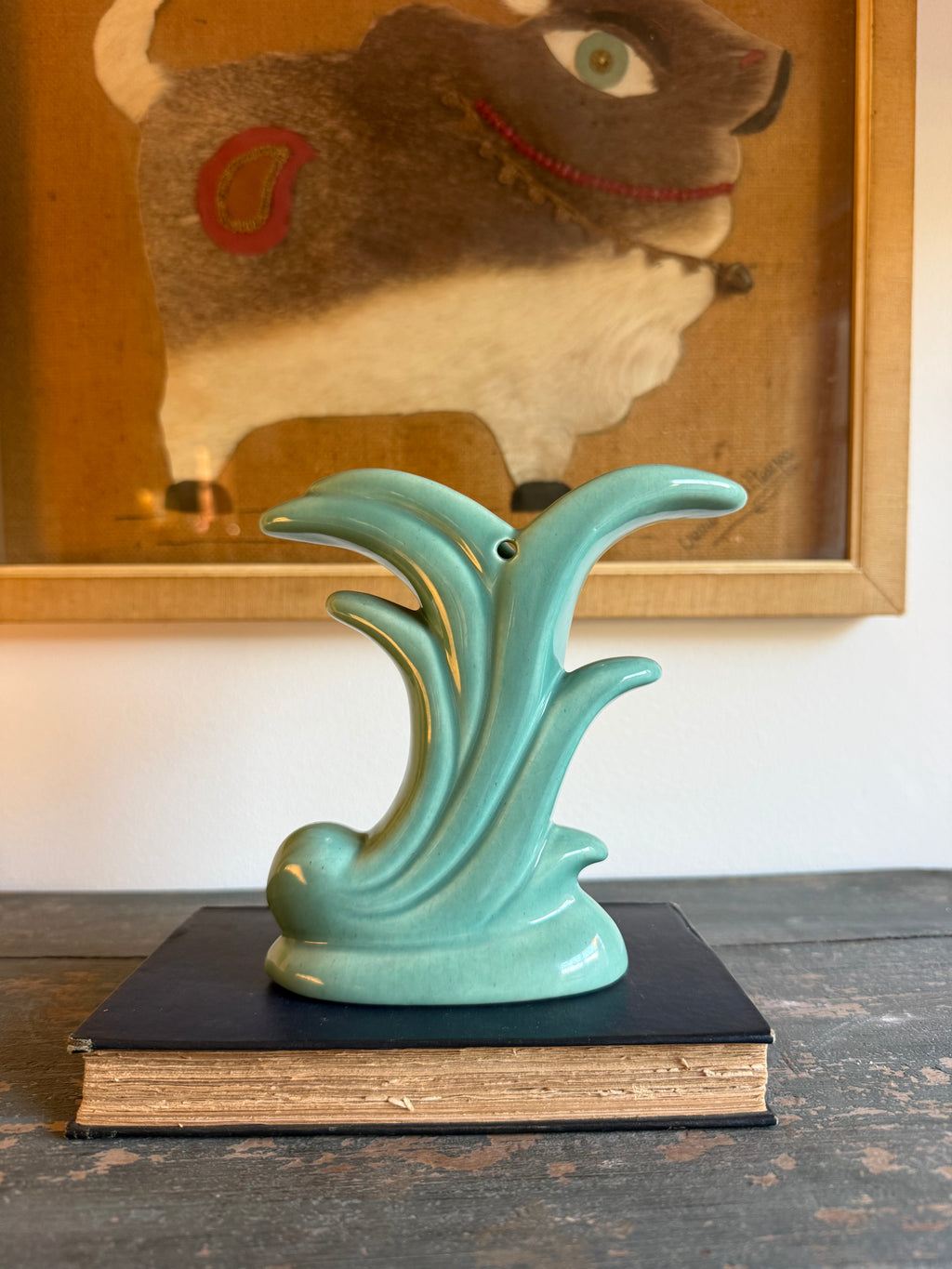 Vintage 1940s McCoy Pottery Aqua Swan Cornucopia Vase