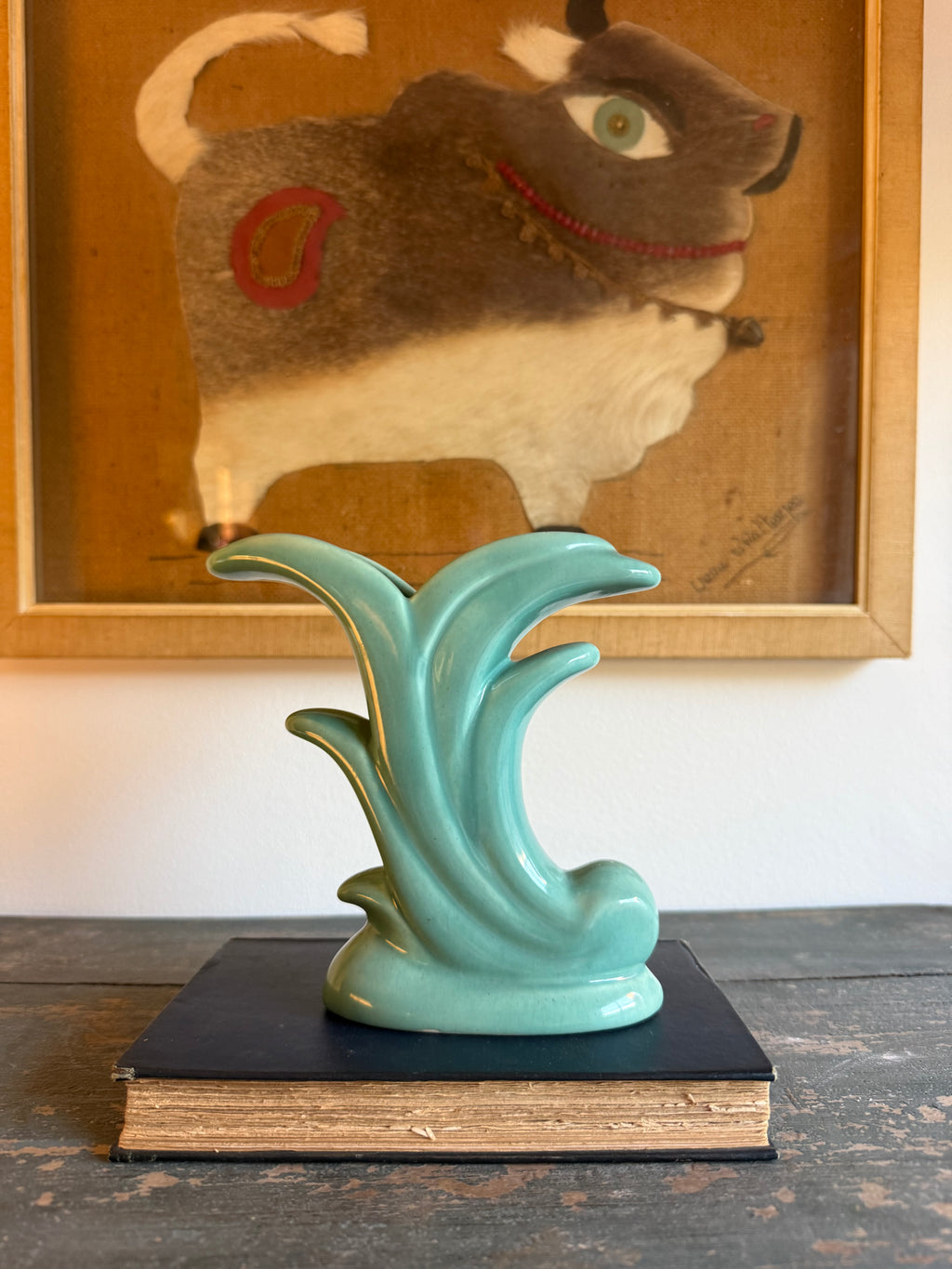 Vintage 1940s McCoy Pottery Aqua Swan Cornucopia Vase